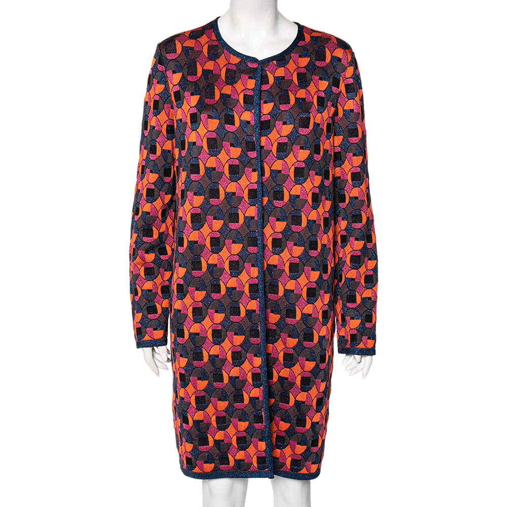 M Missoni Multicolor Patterned Knit Button Front Coat L
