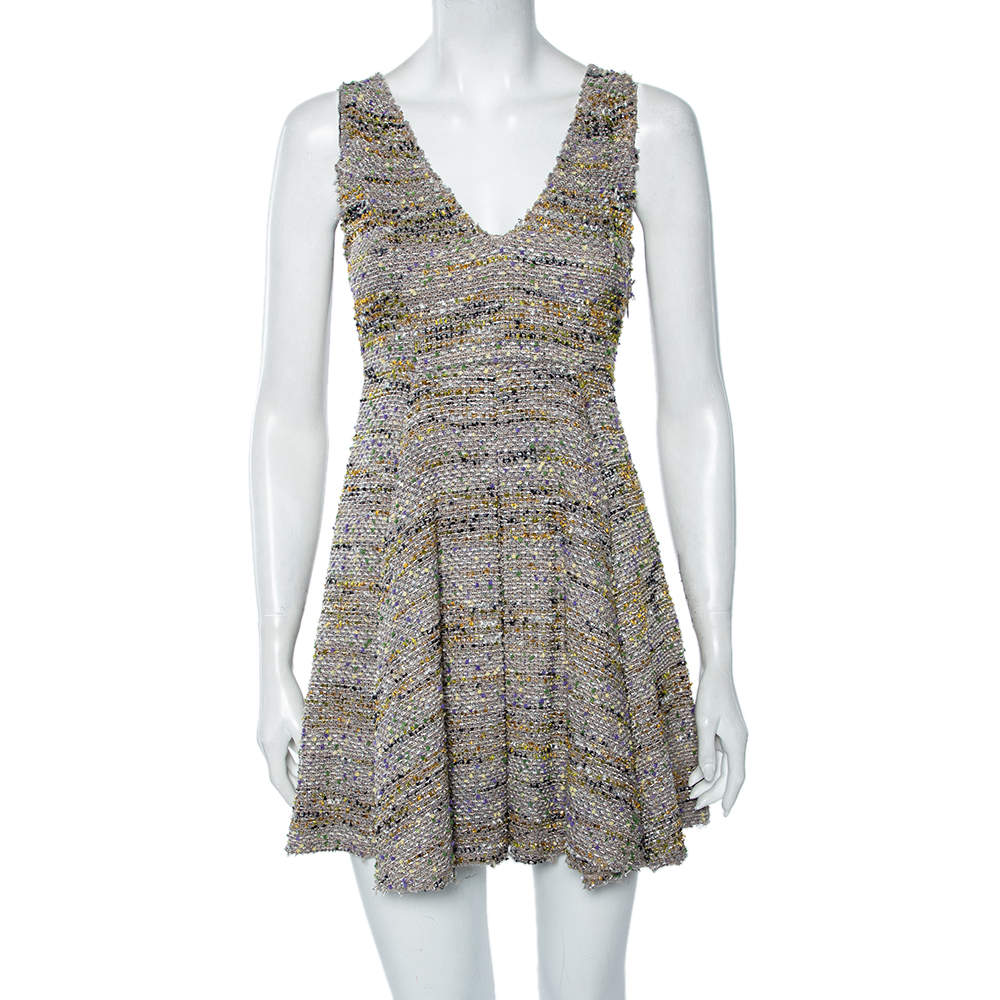 مملوكة مسبقًا M Missoni Multicolored Lurex Knit Sleeveless Pleated Short Dress S