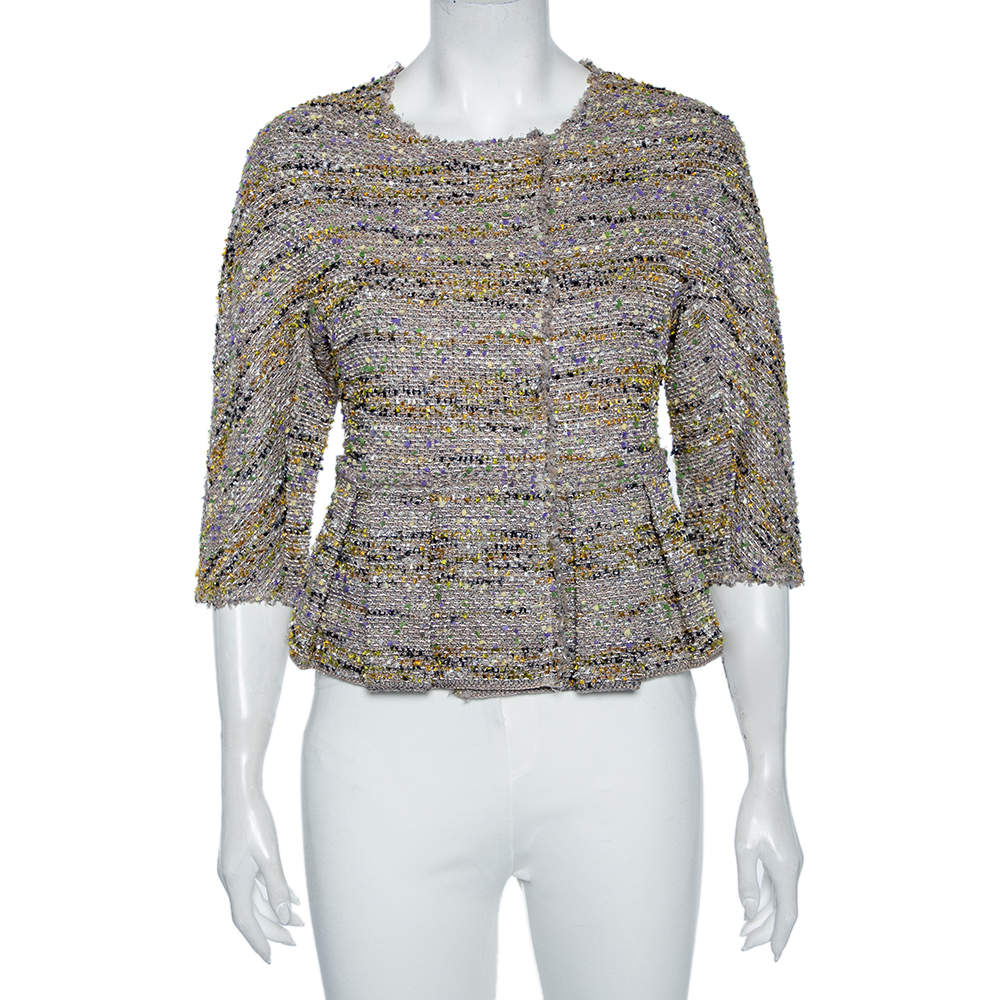 M Missoni Multicolored Lurex Knit Pleated Hem Detailed Jacket S