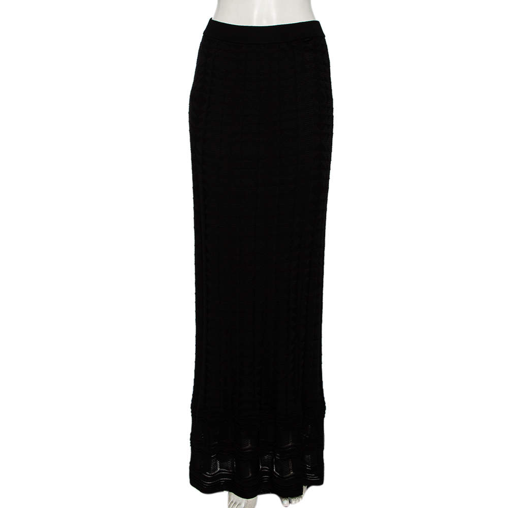 Pre Owned فستان ماكسي إم ميزوني صوف تريكو أسود مقاس متوسط - ميديوم