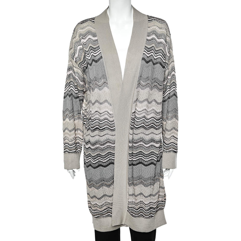 مملوكة مسبقًا كارديجان إم ميزوني تريكو رصاصي طويل مقاس متوسط - ميديوم