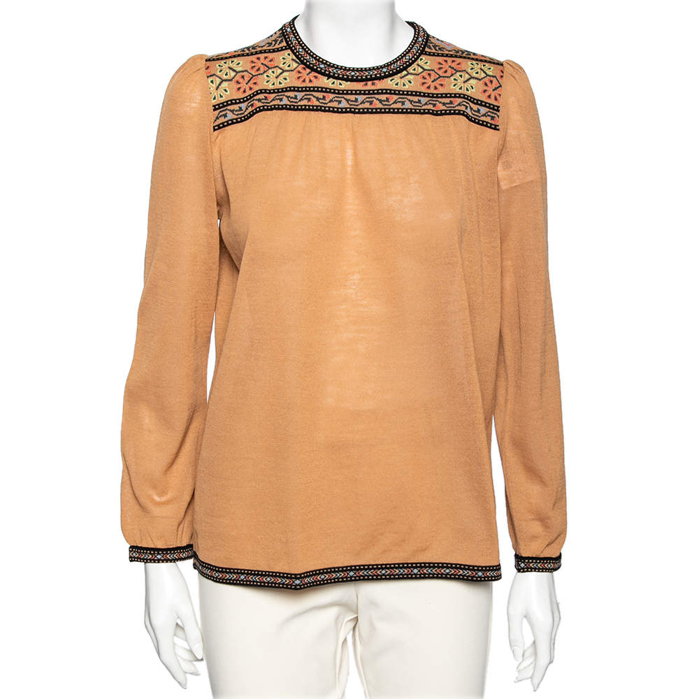 M Missoni Brown Patterned Wool Knit Top M