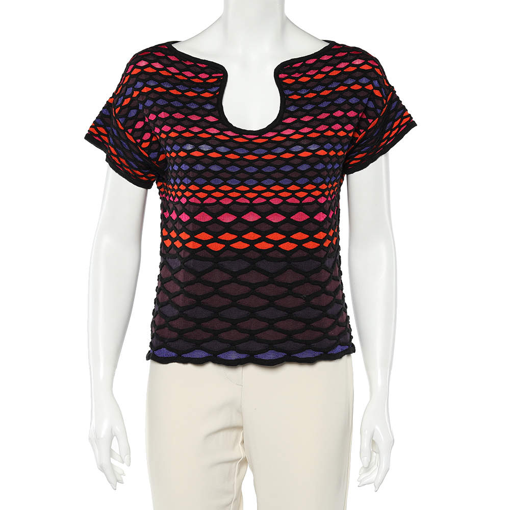 Pre Owned M Missoni Multicolor patterned Knit Top M