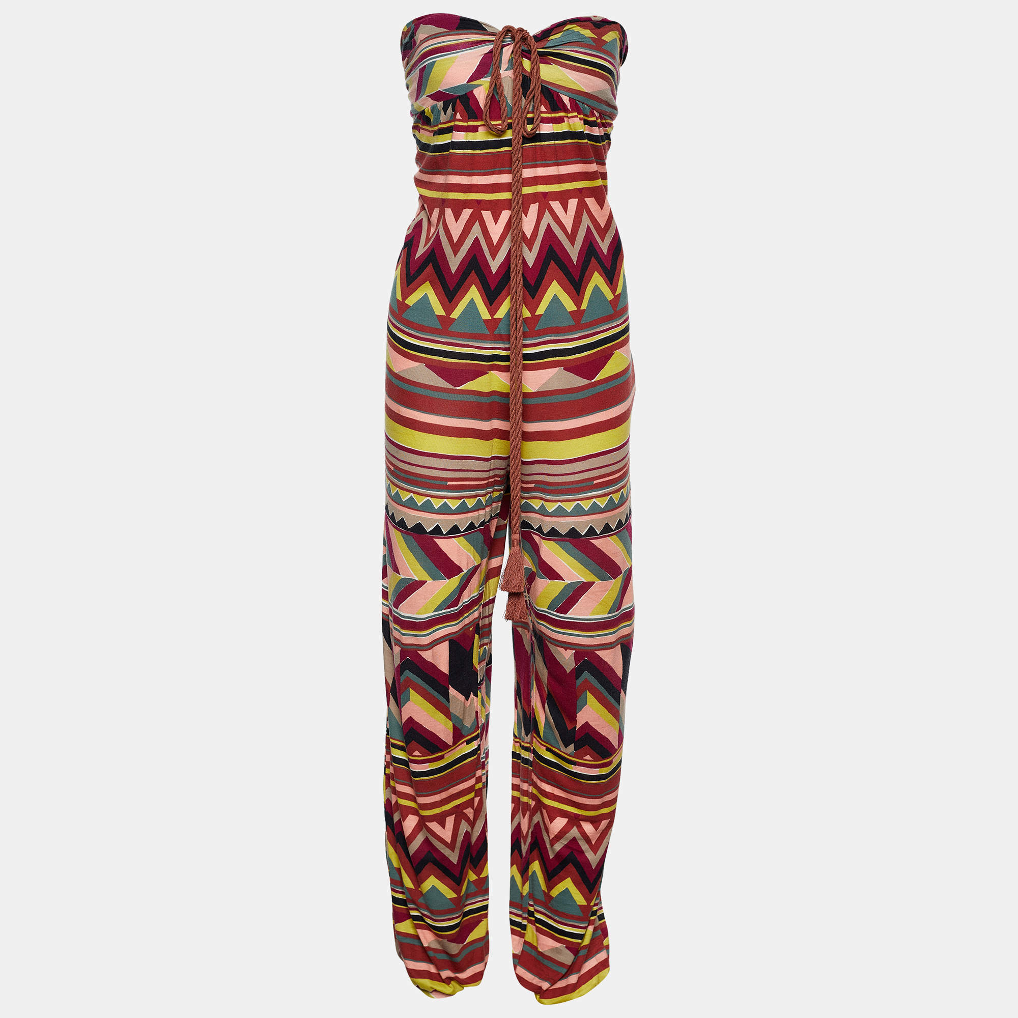 M Missoni Multicolor Printed Jersey Drawstring Jumpsuit L