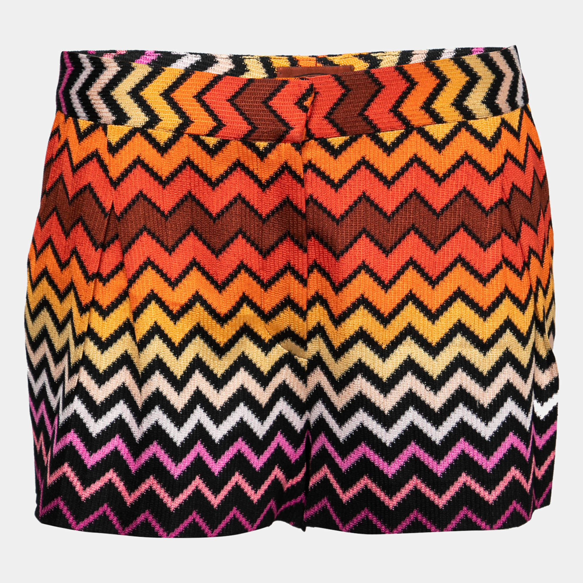 Pre Owned Missoni Multicolor Chevron Patterned Knit Shorts M