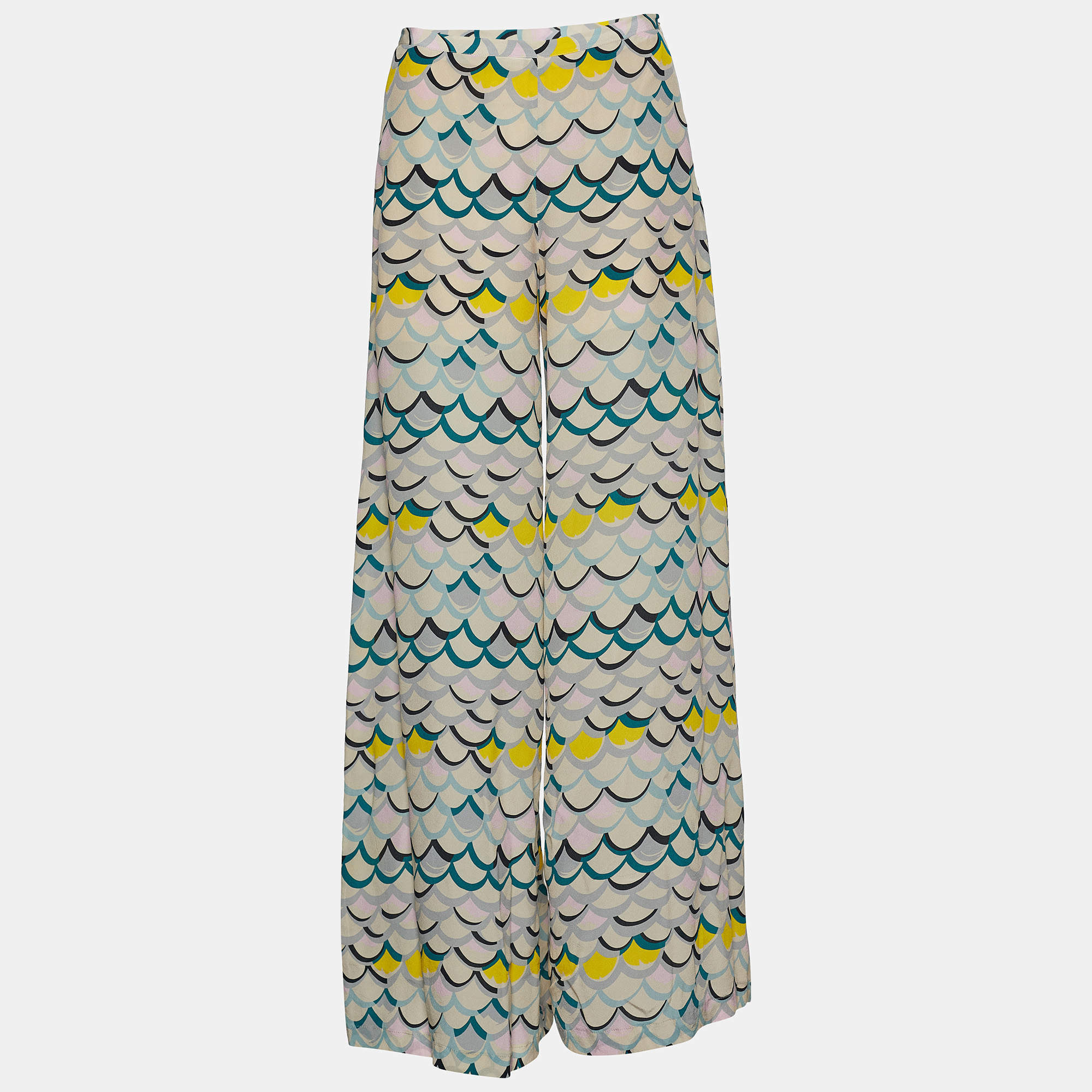 Pre Owned M Missoni Multicolor Printed Silk Palazzo Pants S