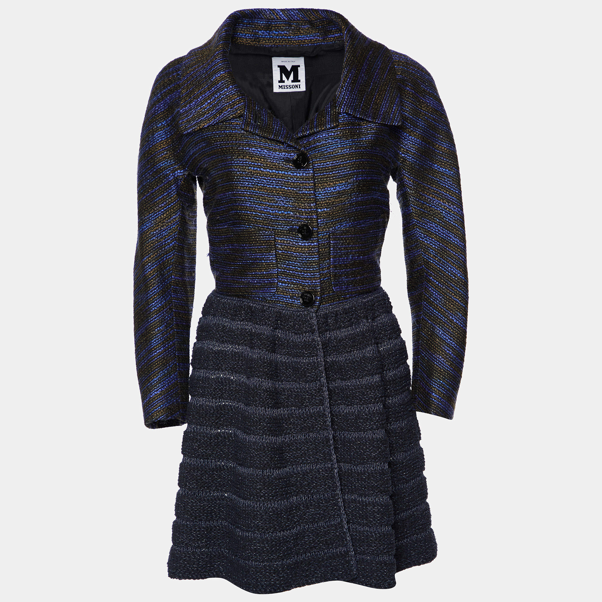 M Missoni Multicolor Striped Knit Button Front Coat M