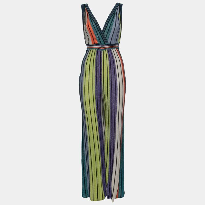 Pre Owned M Missoni Multicolor Striped Lurex Knit Jumpsuit S