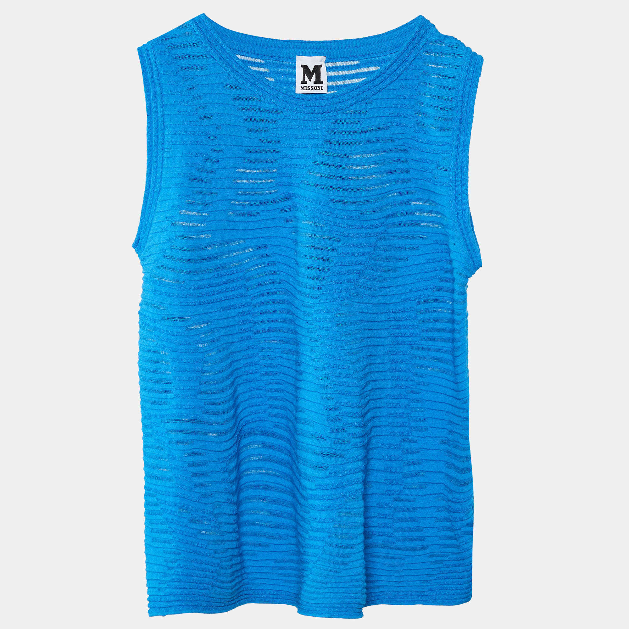 Pre Owned M Missoni Blue Knit Sleeveless Top L