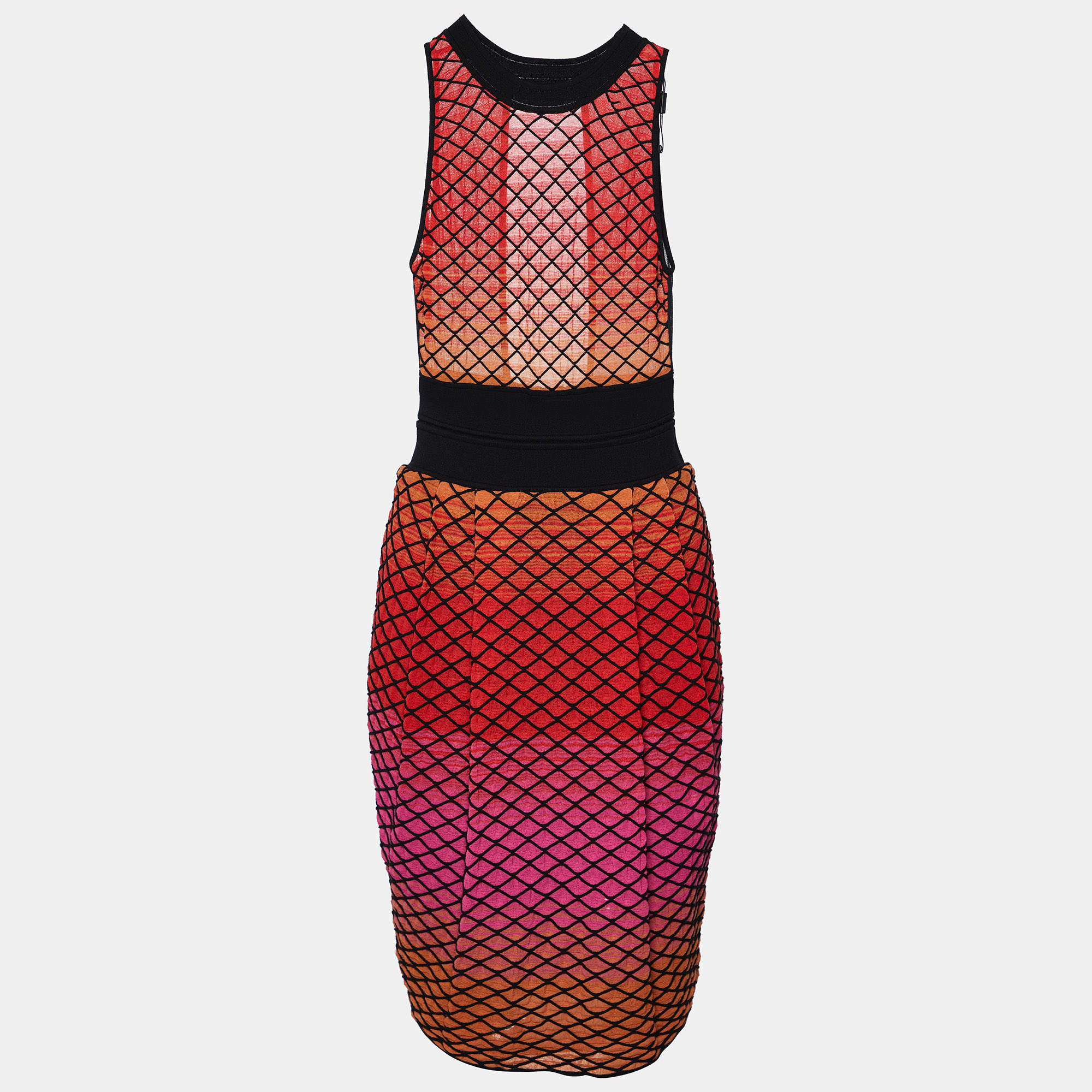 Pre Owned M Missoni Multicolor Patterned Knit Open Back Mini Dress M