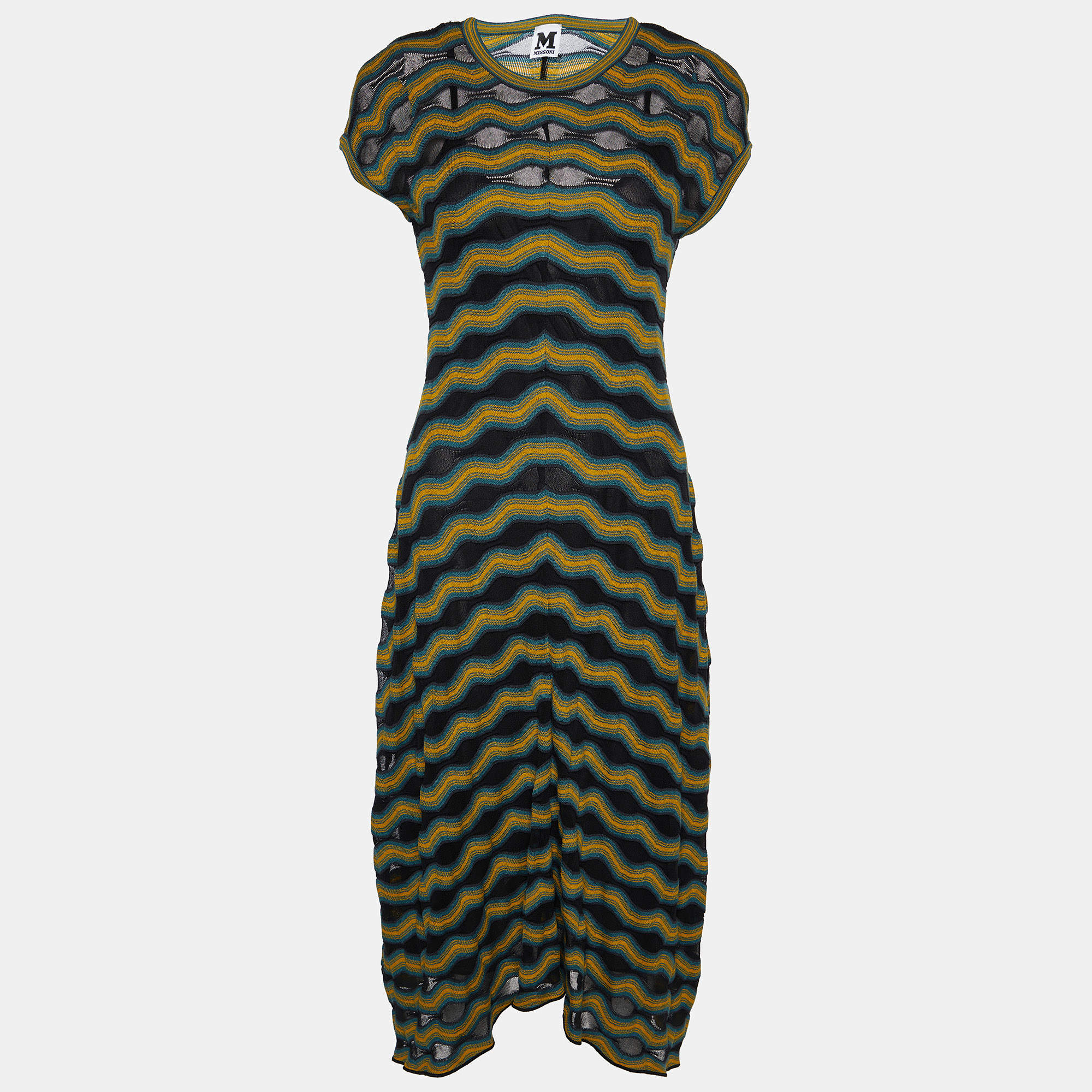 Pre Owned M Missoni Multicolor Patterned Knit Midi Dress M