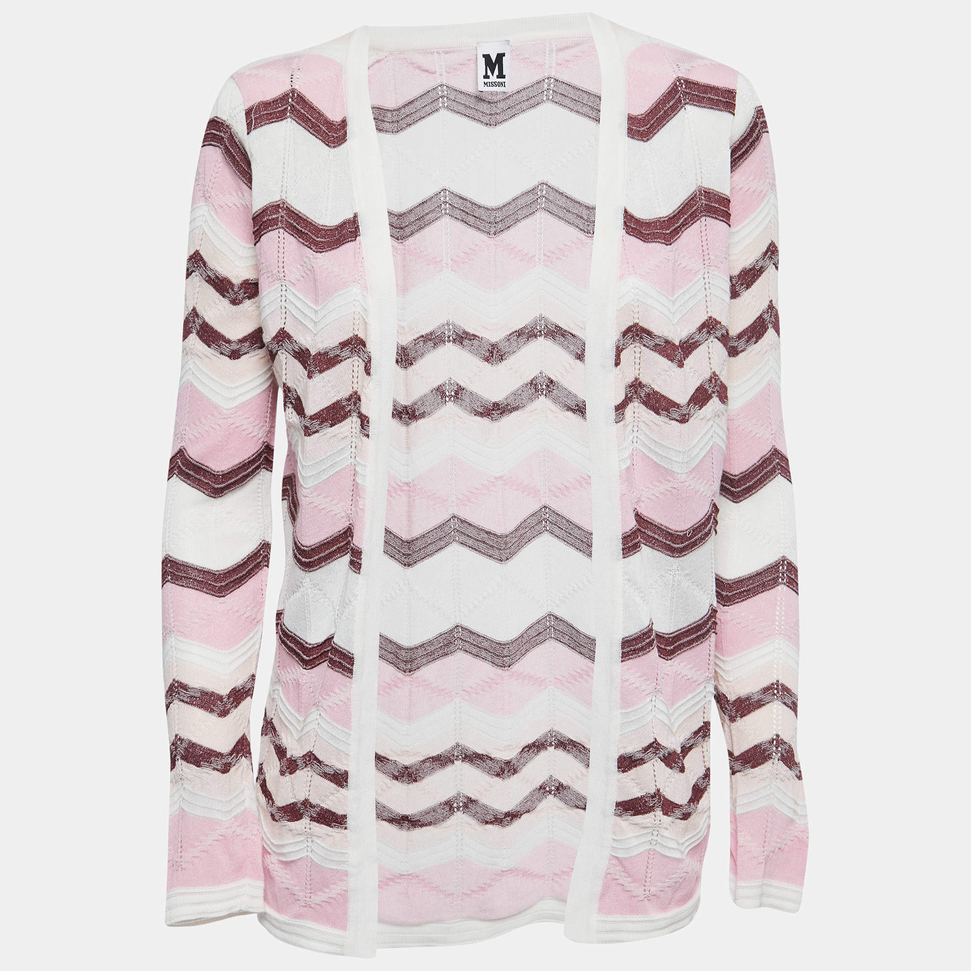 Pre Owned M Missoni Multicolor Patterned Knit Full Sleeve Shrug S