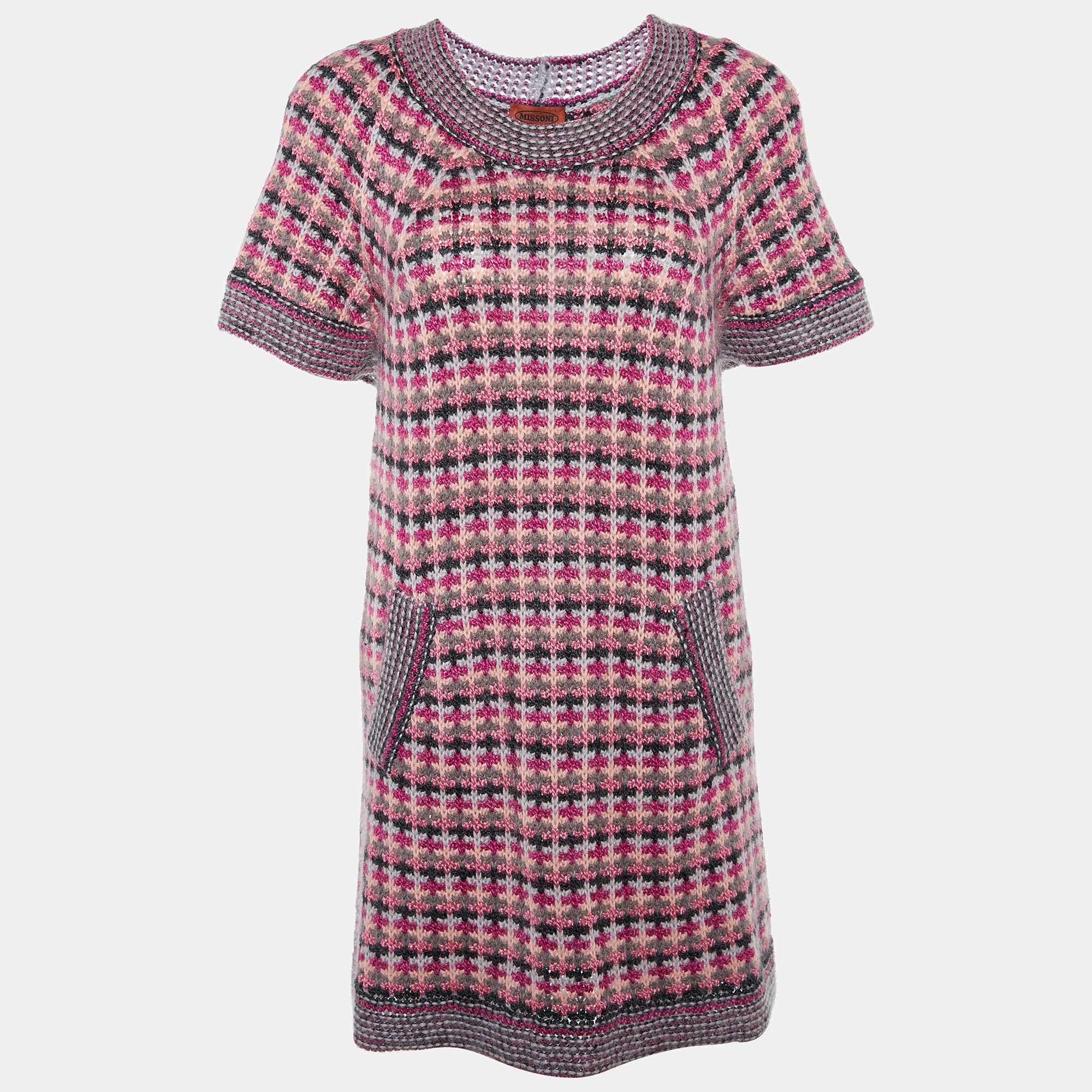 Pre Owned Missoni Multicolor Wool & Mohair Knit Shift Dress M