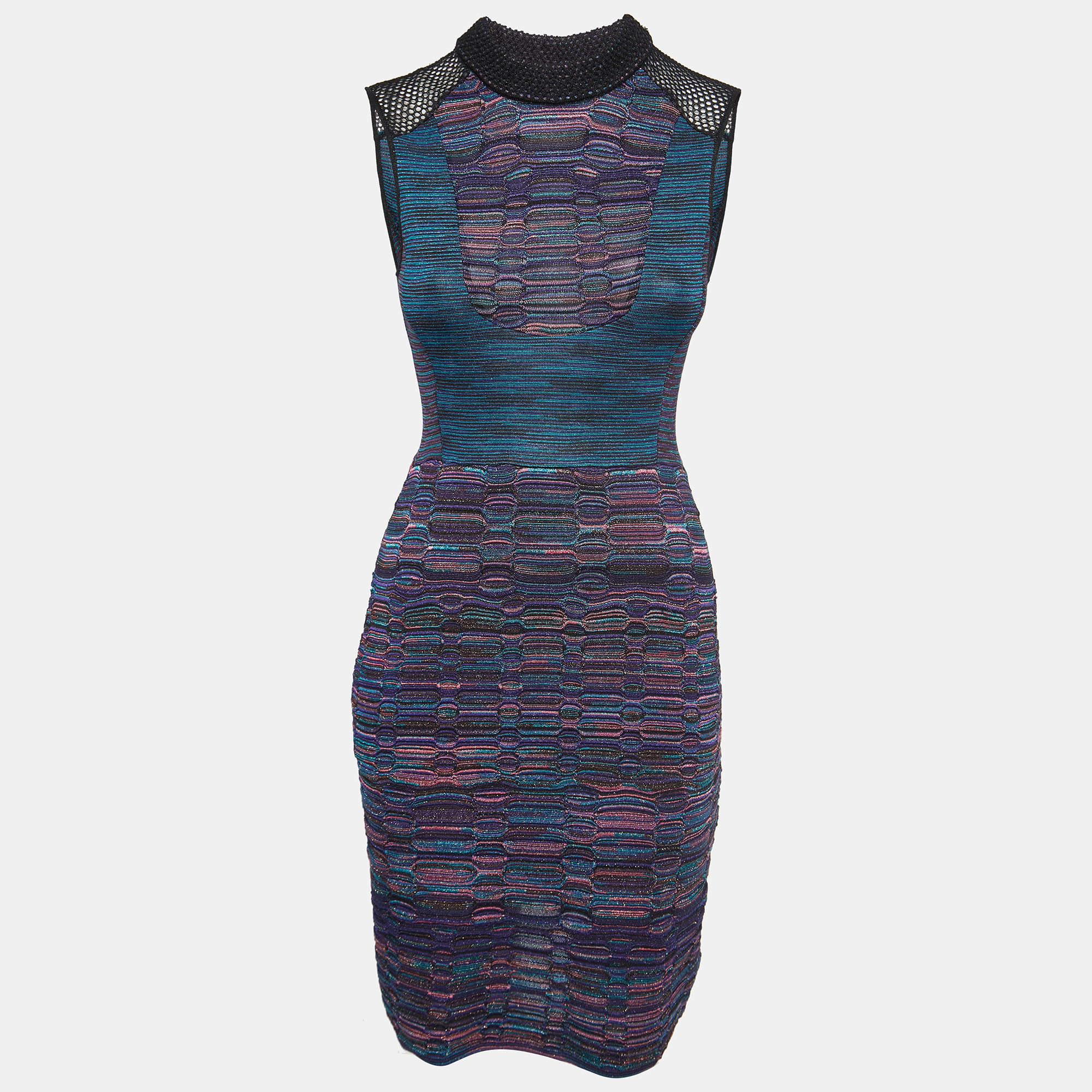 Pre Owned M Missoni Multicolor Patterned Lurex Knit Bodycon Mini Dress S