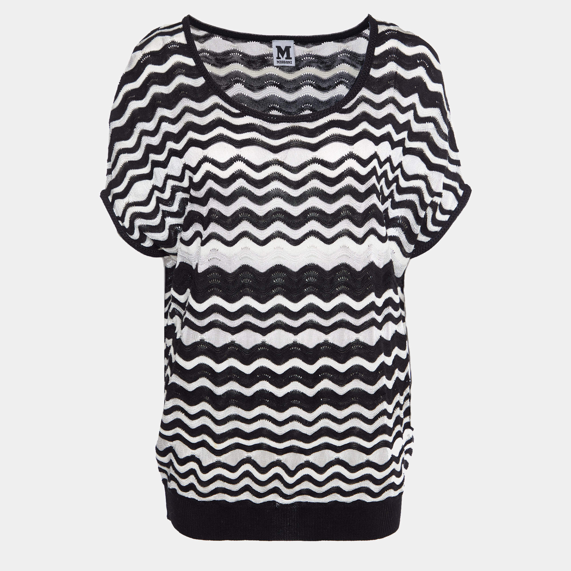 M Missoni Monochrome Patterned Knit Top S