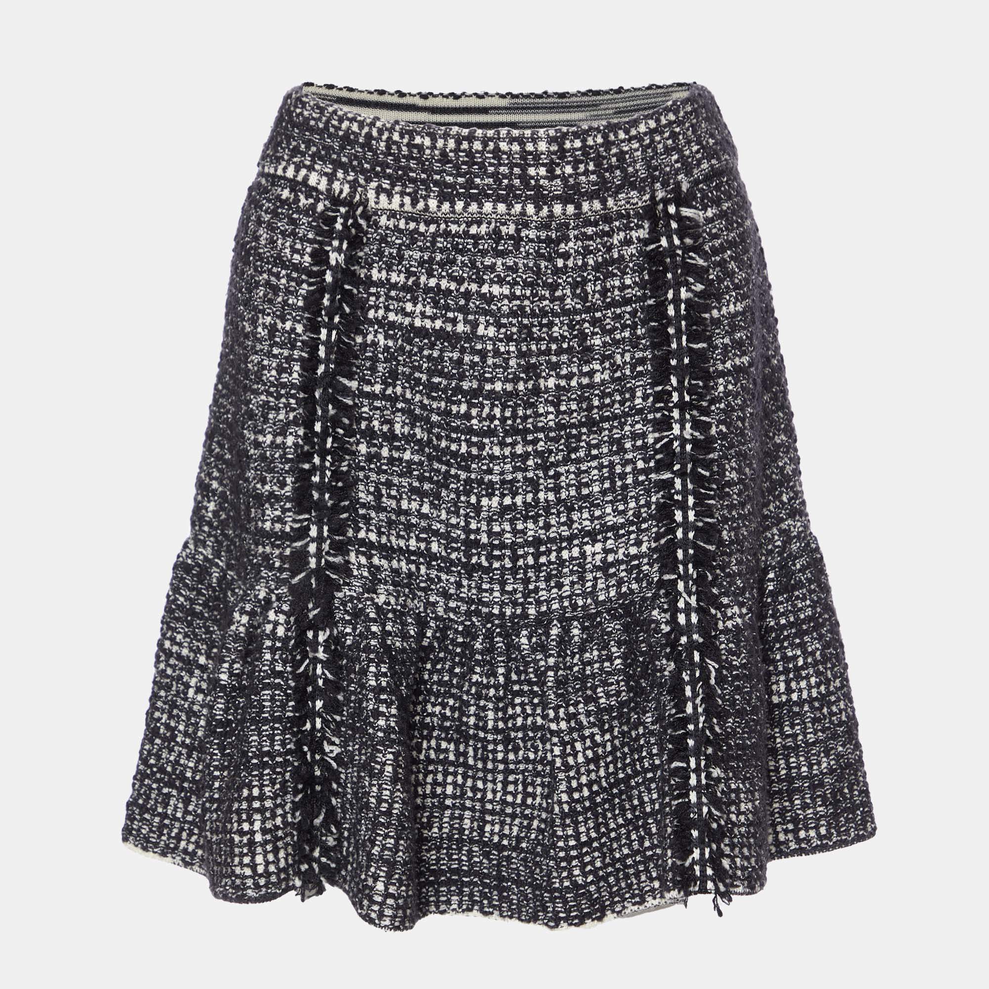 مملوكة مسبقًا M Missoni Black Tweed Effect Wool Knit Mini Skirt M