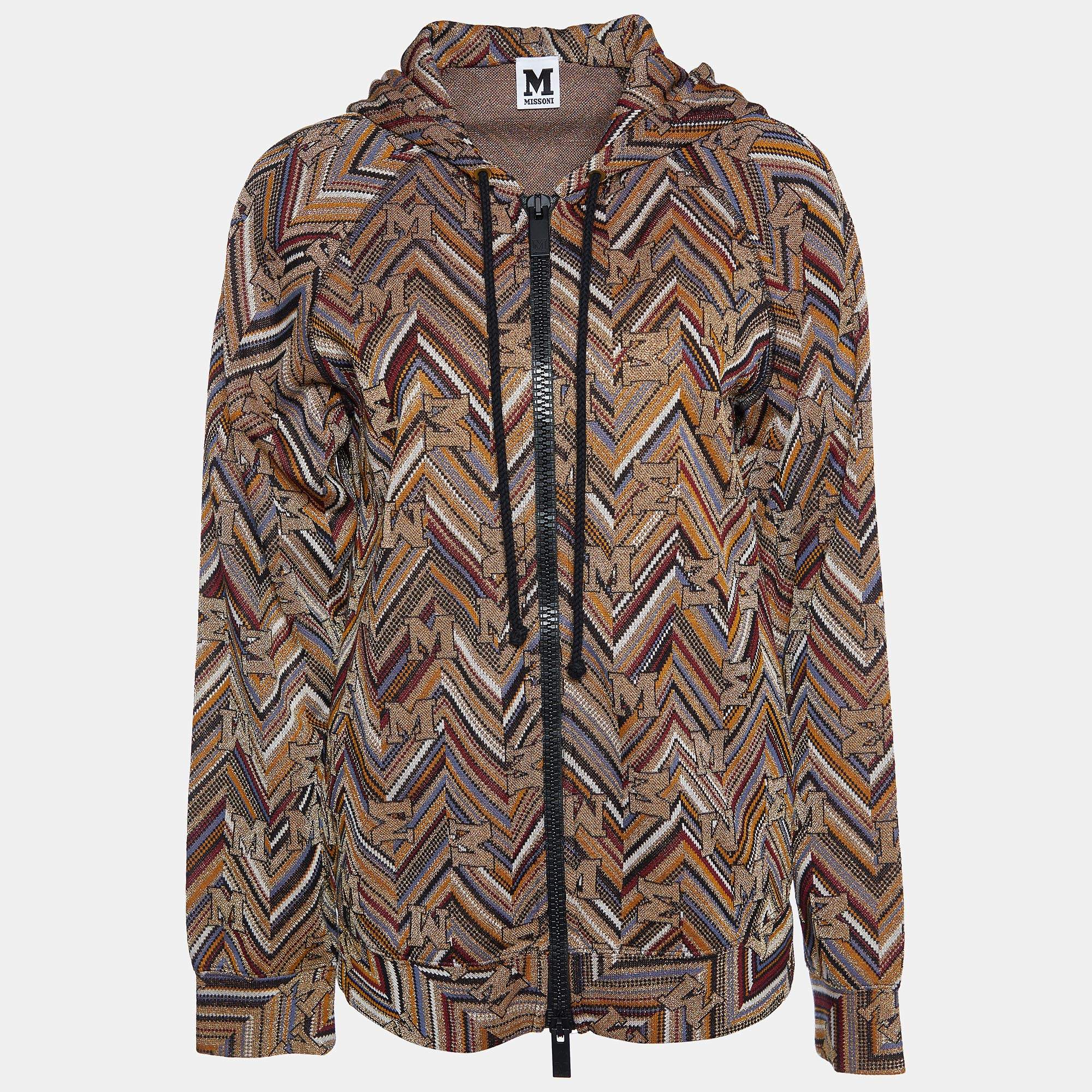 Pre Owned M Missoni Multicolor Lurex Knit Hooded Jacket S