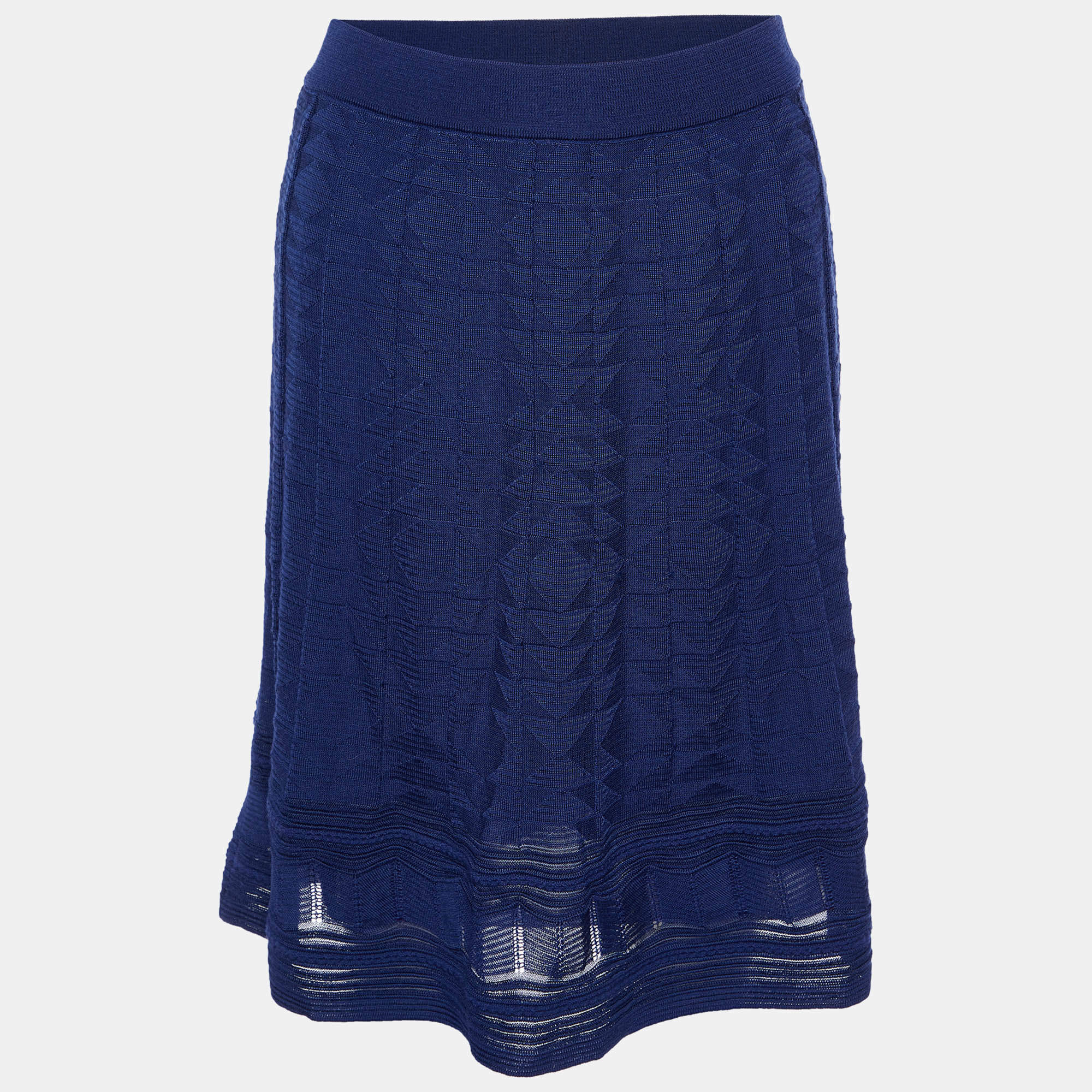 Pre Owned M Missoni Dark Blue Wool Knit Mini Skirt M