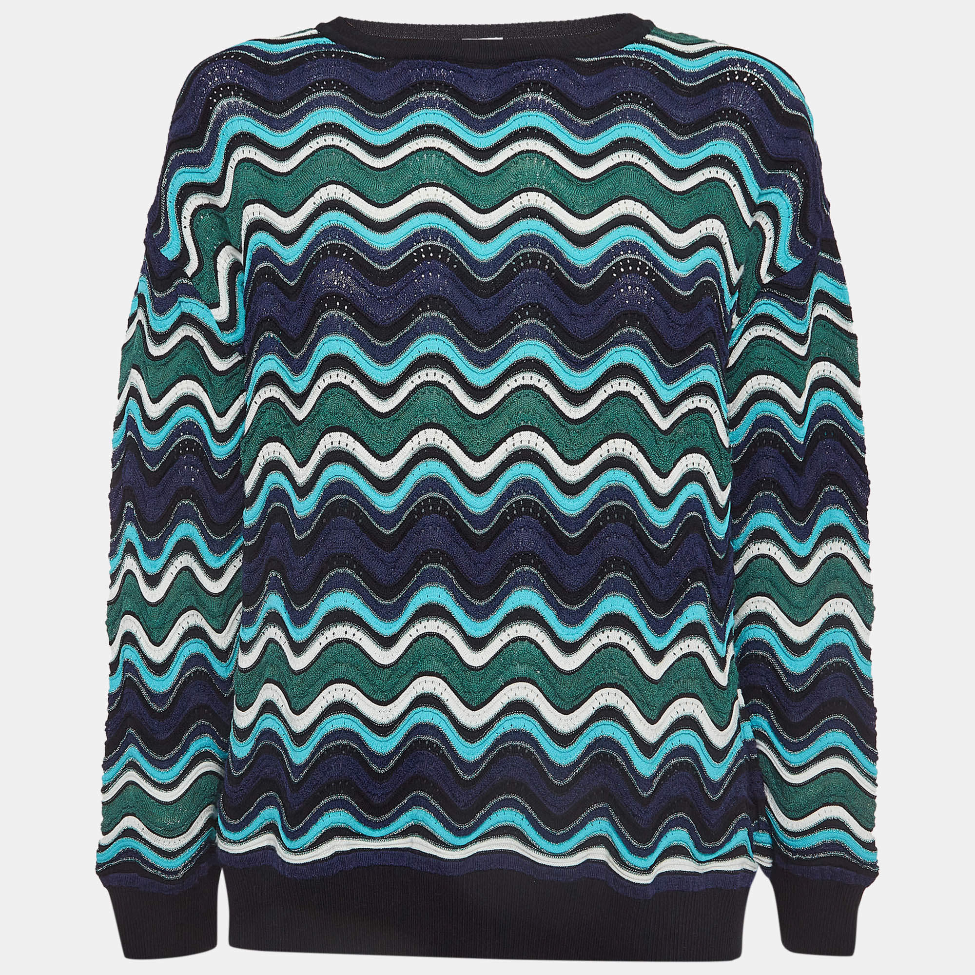 Pre Owned M Missoni Multicolor Chevron Patterned Knit Sweater M