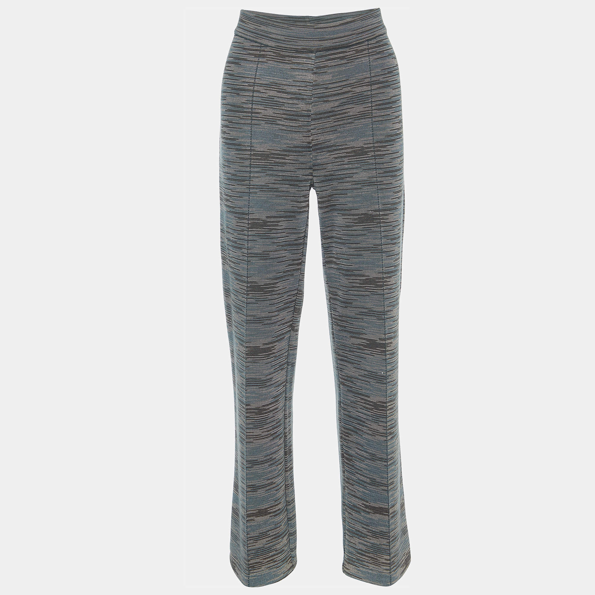 Pre Owned M Missoni Grey Wool Knit Straight Fit Trousers M
