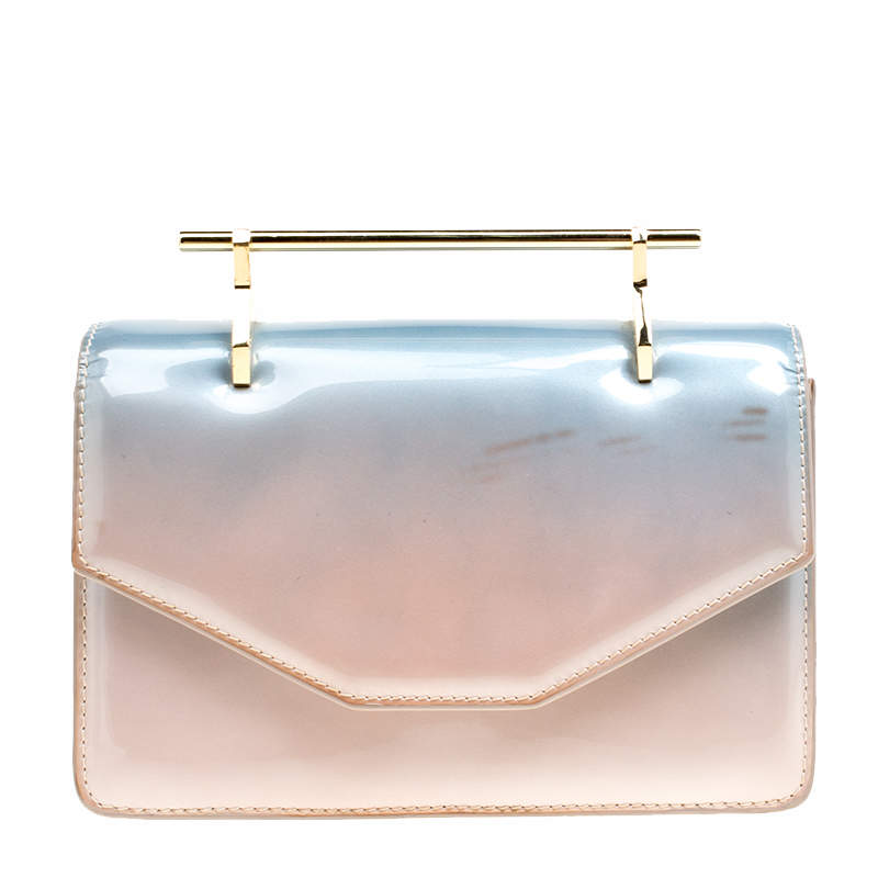 M2Malletier Blue/Peach Ombre Patent Leather Indre Shoulder Bag