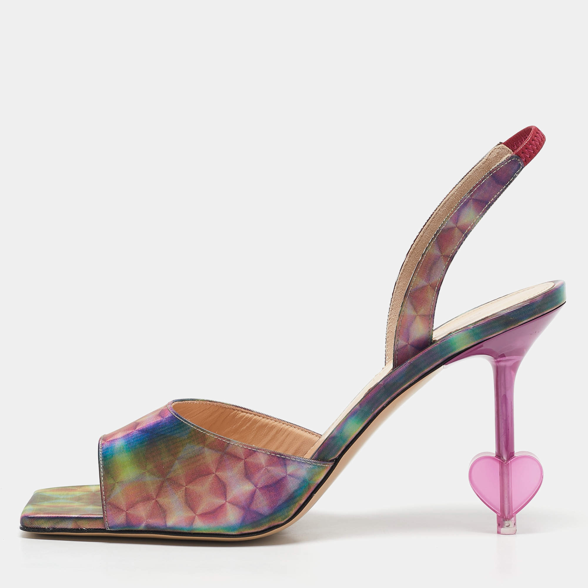 Mach & Mach Multicolor Kaleidoscope Print PVC Slingback Sandals Size 39