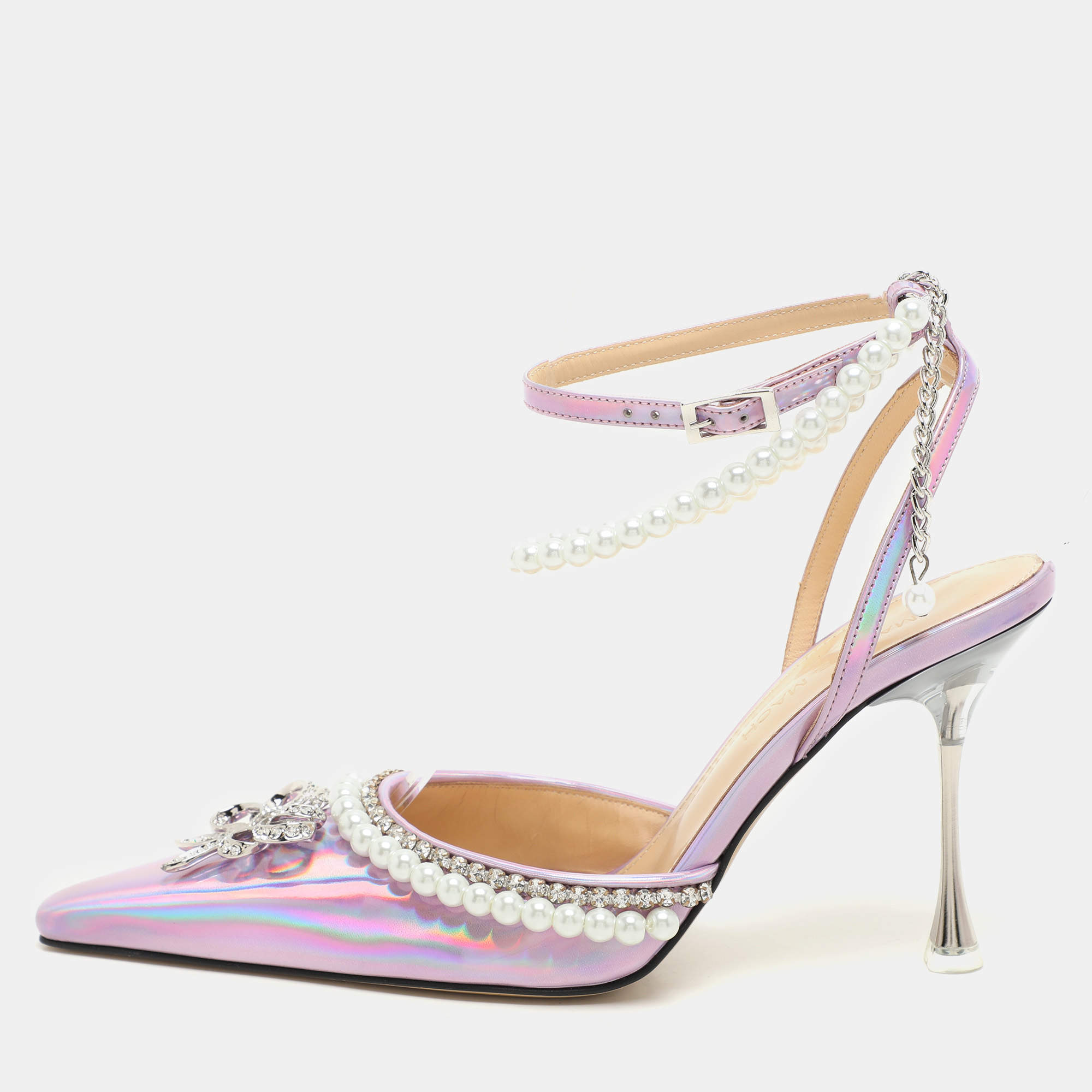 Mach & Mach Metallic Iridescent Leather Sophie Ankle Strap Sandals Size 36