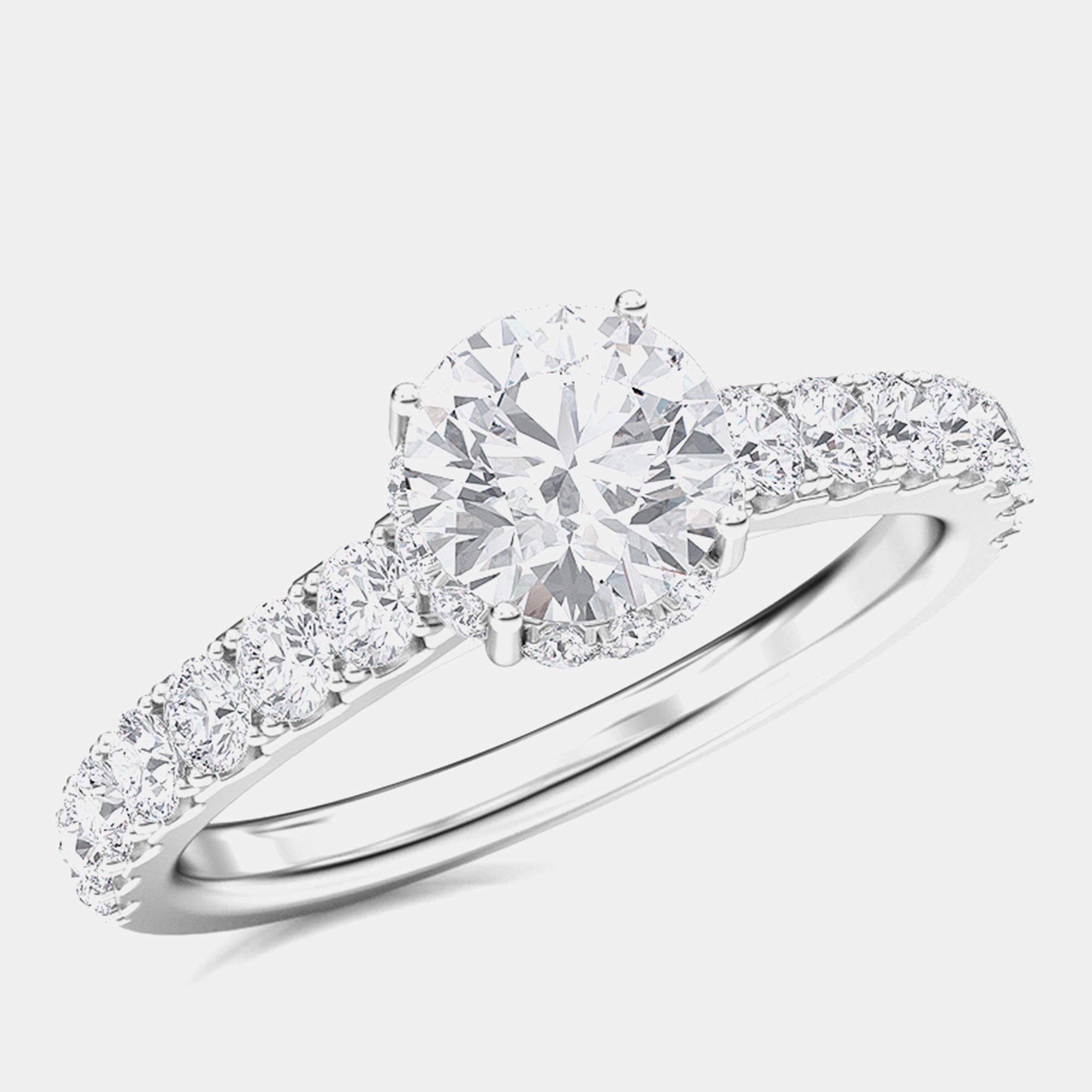 14k Hidden Halo Solitaire LGD In Shank Bridal Ring (1.5 Ctw 1Ct) EU 48
