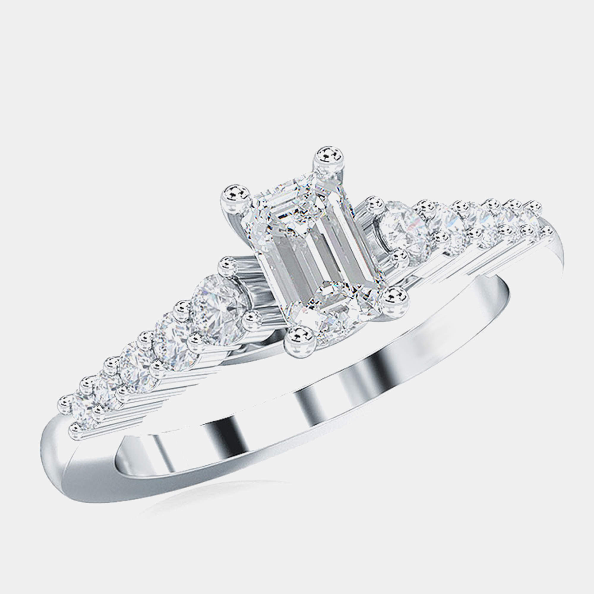 Pre Owned 14K 1Ctw Ec Solitaire With Lgd On Shank Bridal Ring (5/8 Ctr) EU 48