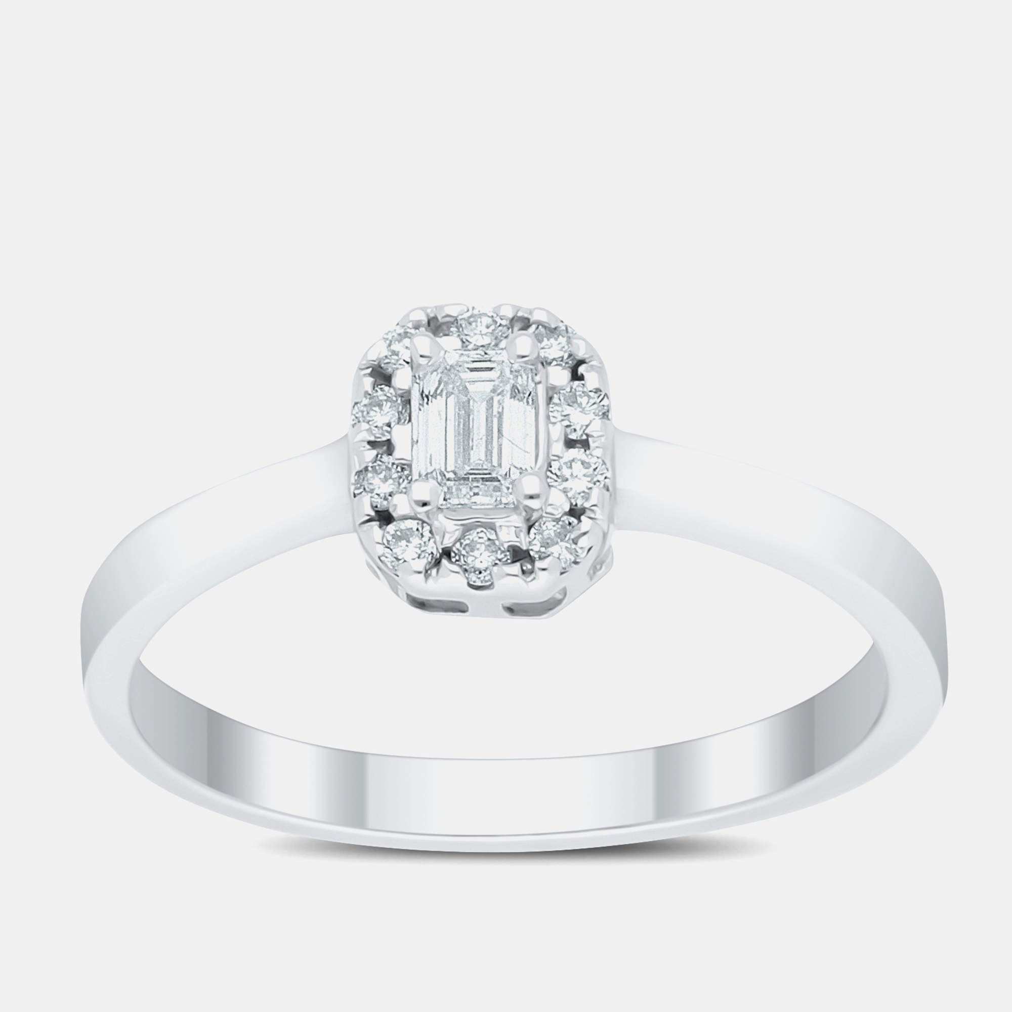 مملوكة مسبقًا خاتم زفاف 14 قيراط هالو (1/4 قيراط إجمالي) مقاس 48 الاتحاد الأوروبي