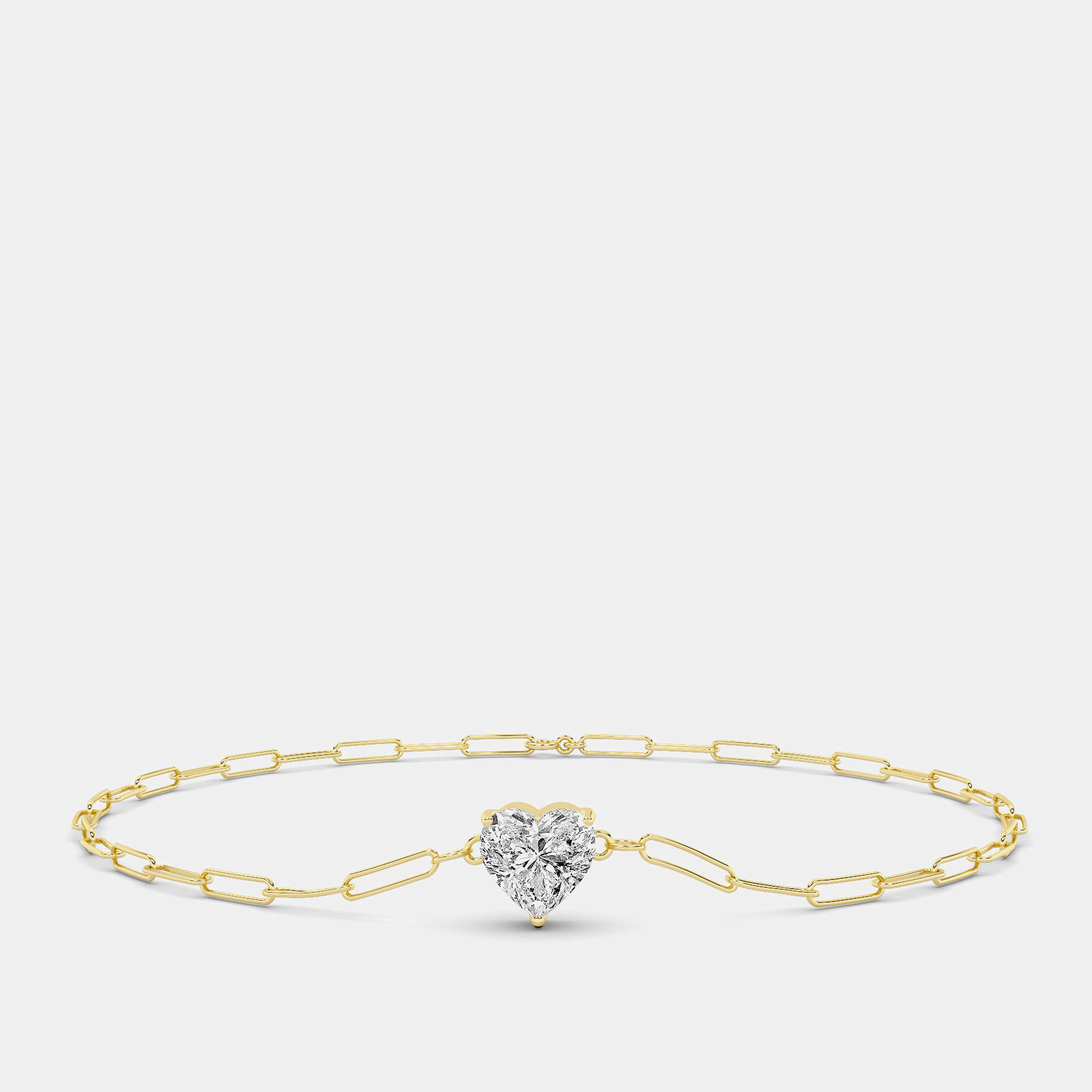 Pre Owned سوار شكل قلب مشبك ورق عيار 14K ألماس مصنع مخبريًا 6.5 بوصة (0.50 قيراط)