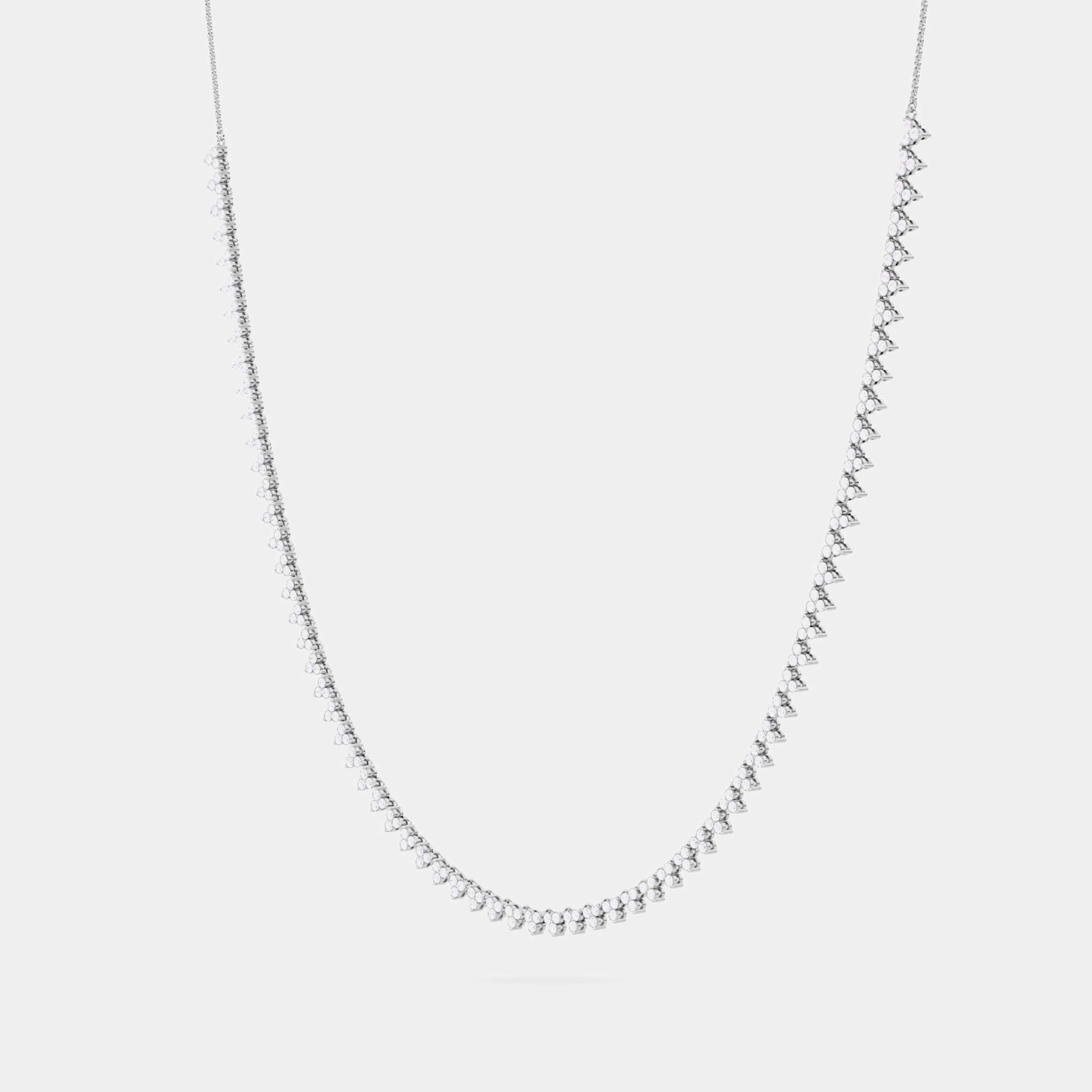 14K 3 Stone Flower 18" 69 Links Lab Grown Diamond Necklace (2.50 Ctw)