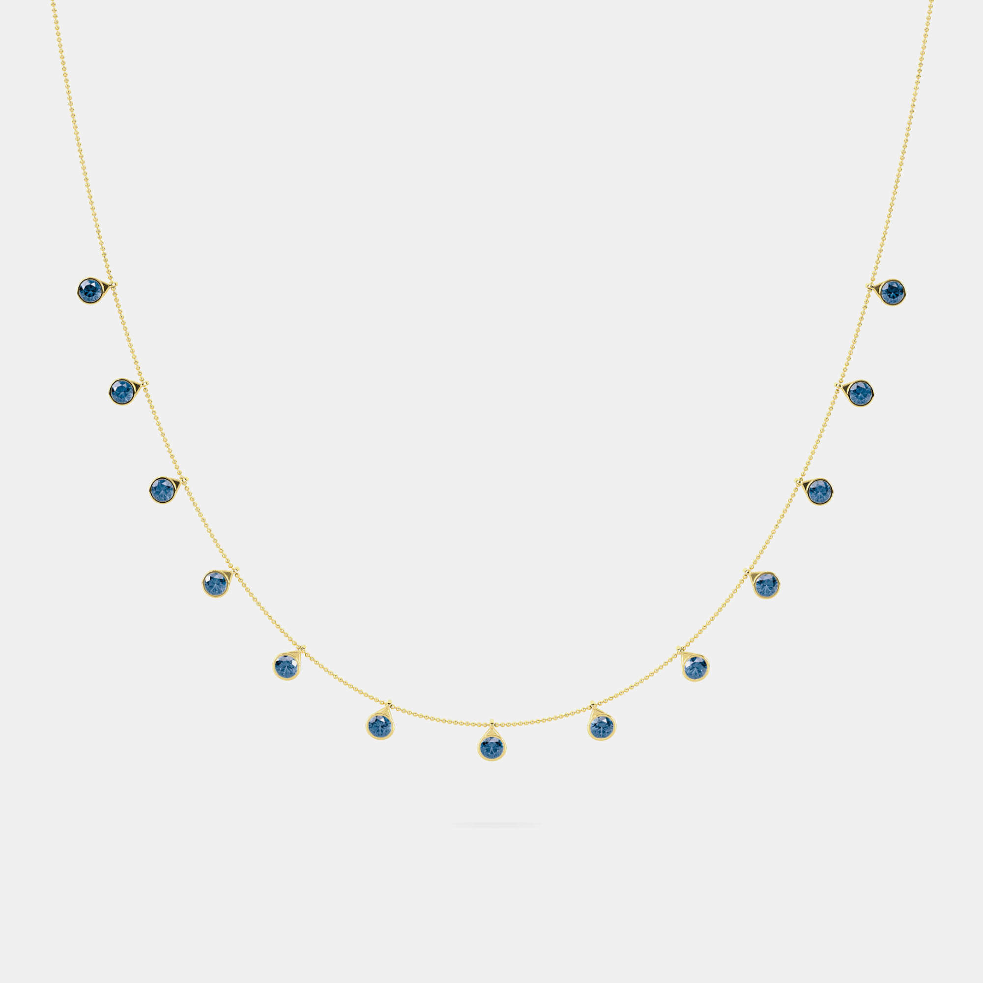 14K 13 Blue Lab Grown Diamond Stone 18" Bezel Pendant Neckalce (2.75 Ctw)