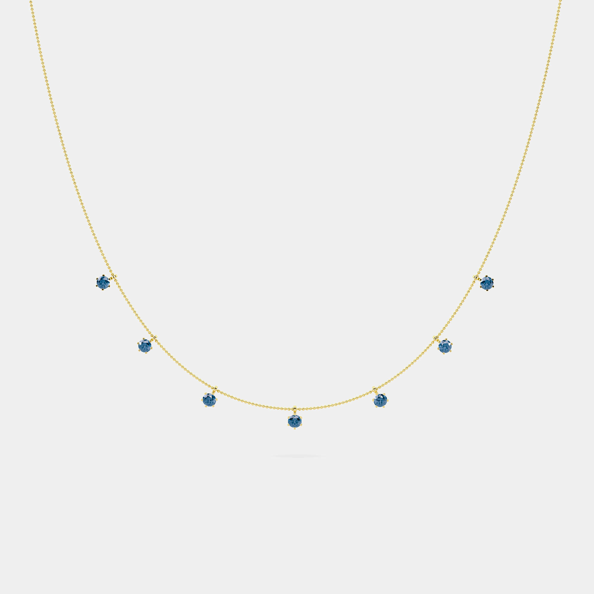 14K 7 Blue Lab Grown Diamond Stone  18" Pendant (1.50 Ctw)
