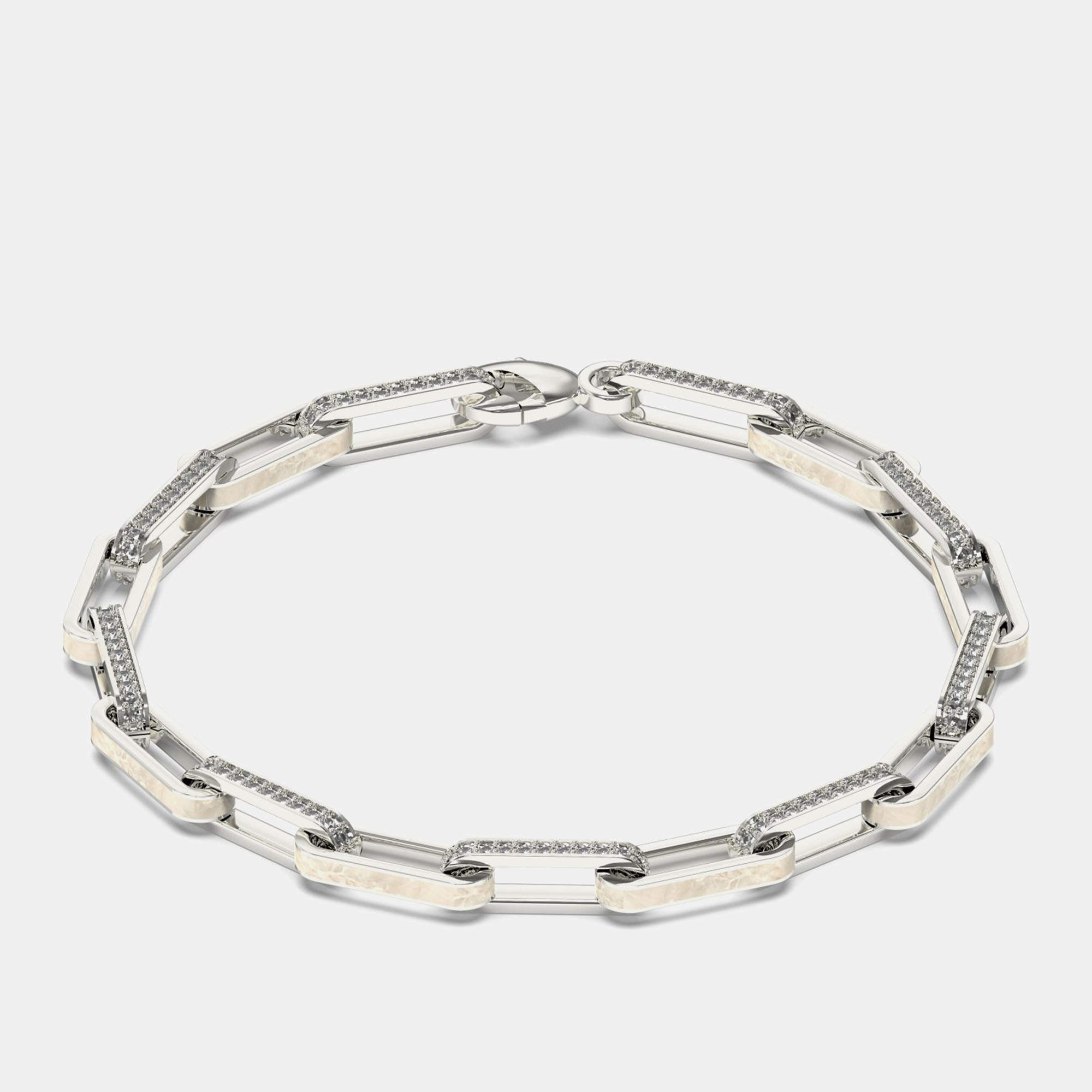Silver & Ceramic Alternating Paper Clip Loop Bracelet