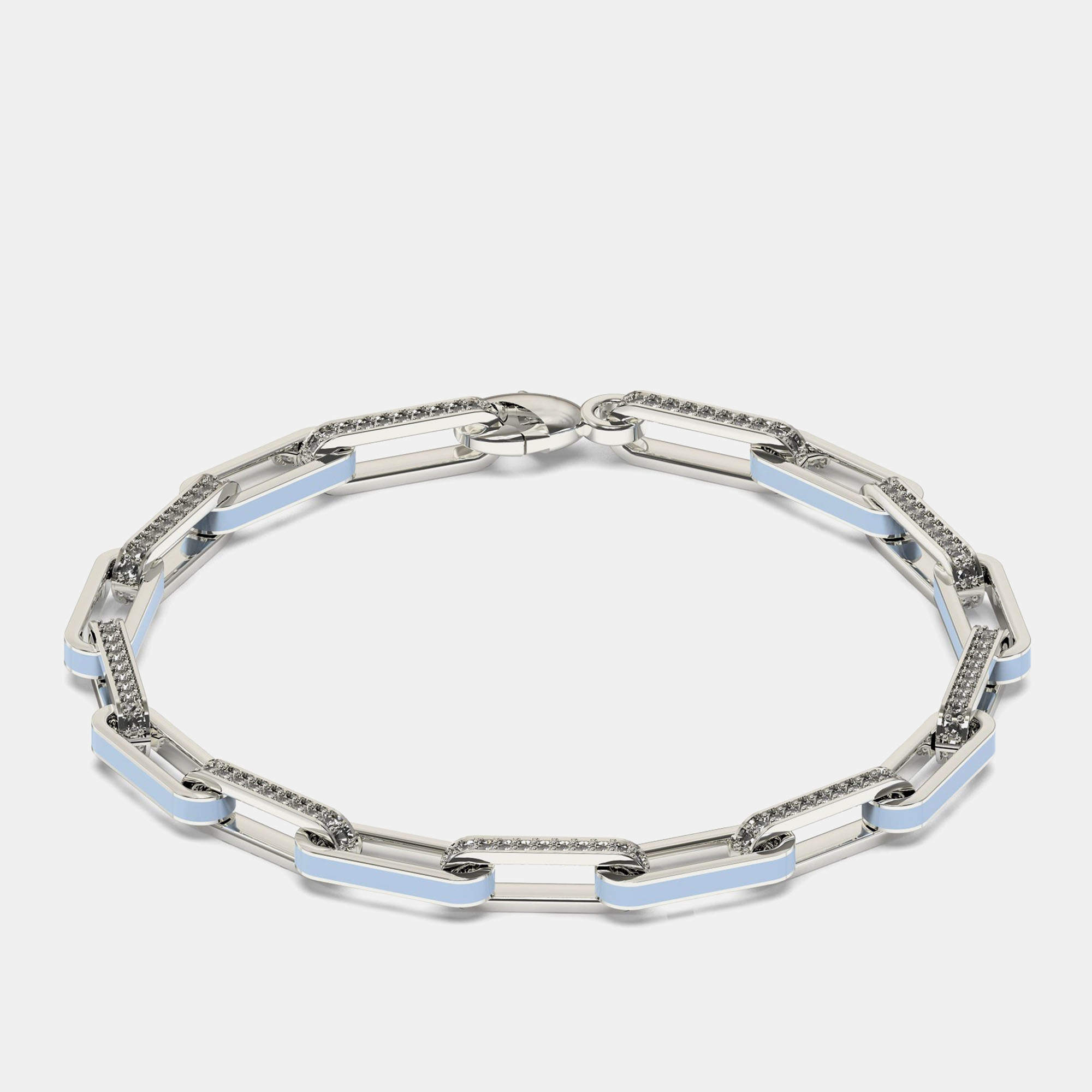 Silver & Ceramic Alternating Paper Clip Loop Bracelet