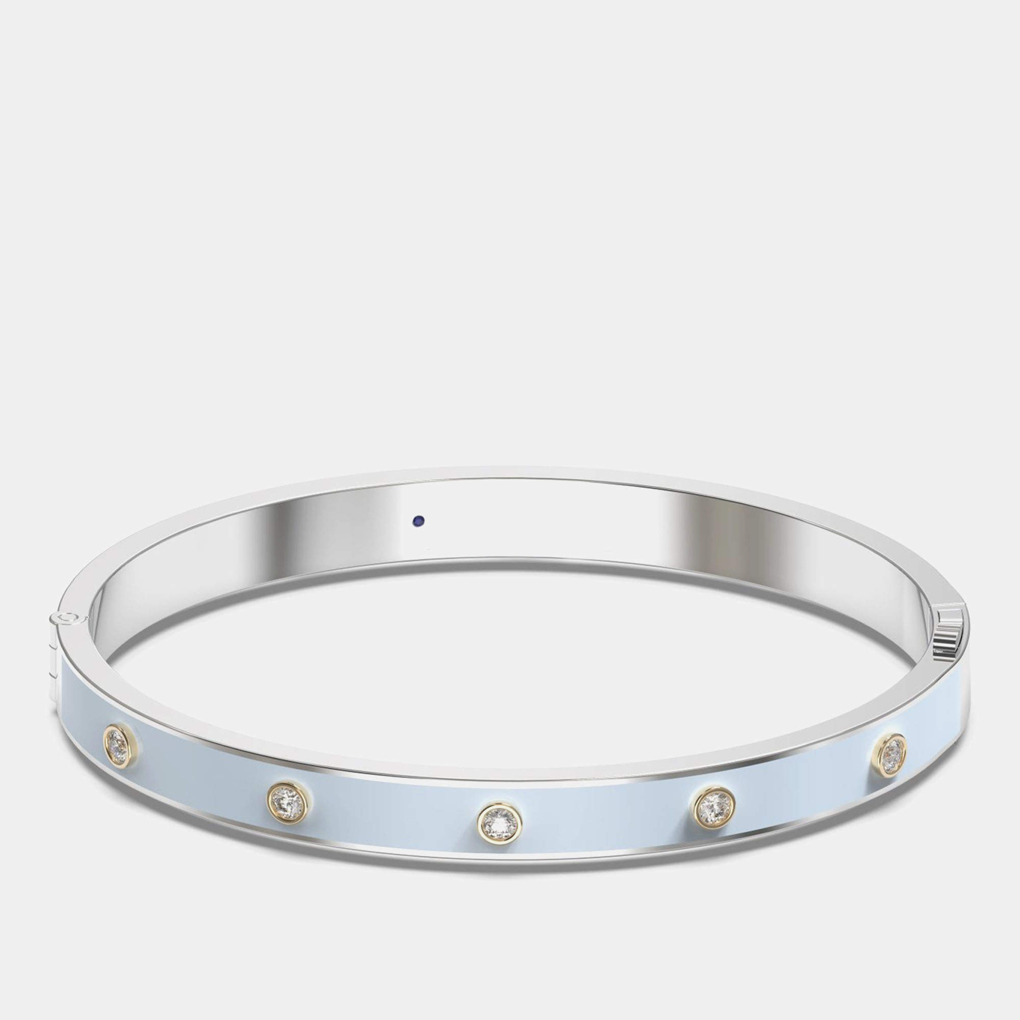 مملوكة مسبقًا سوار سيراميك عيار 925 فضة استرلينية ذهب أصفر 14 قيراط مع حافة مفصلية