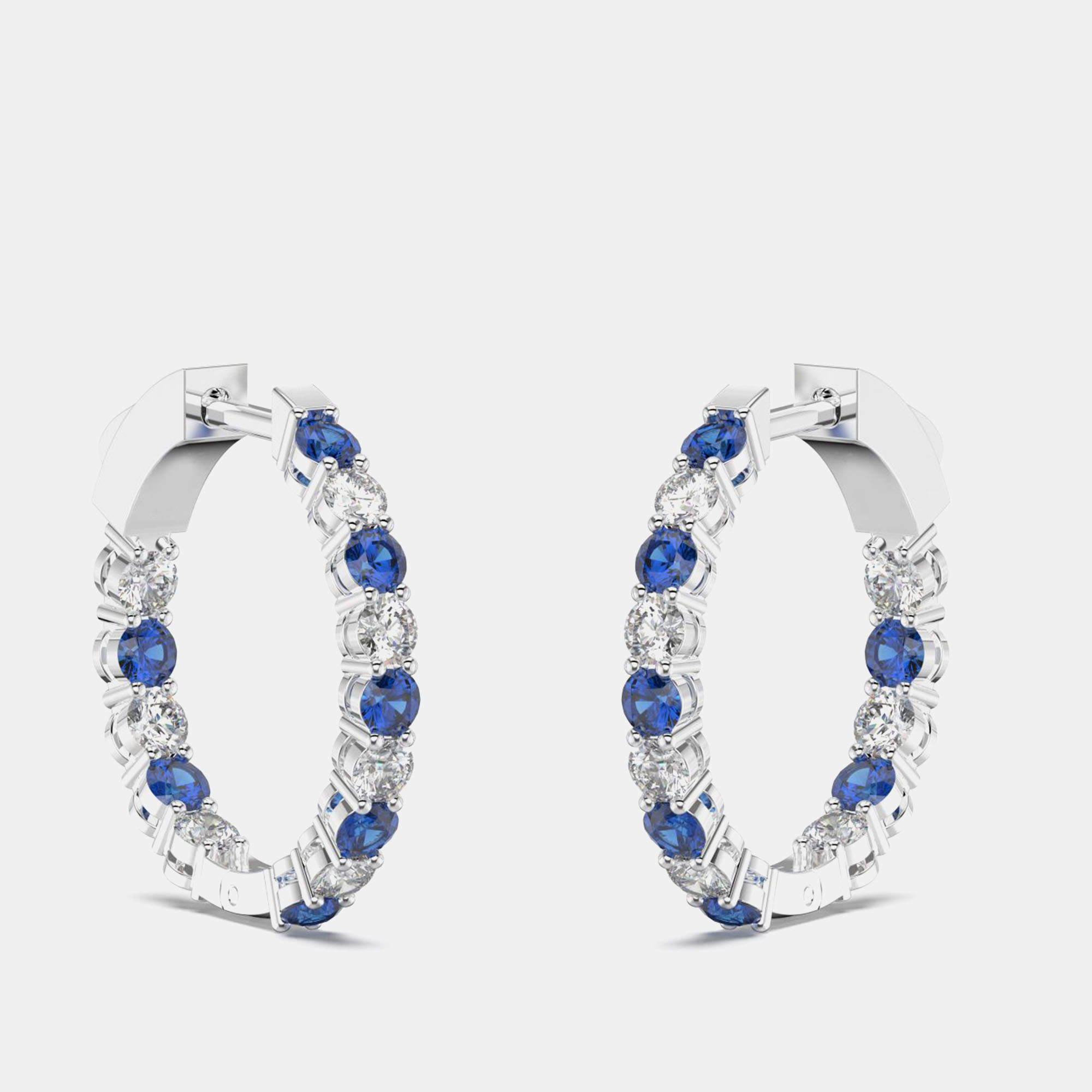 مملوكة مسبقًا 925 Sterling Silver Hoop Color & Lab Grown Diamond Earrings