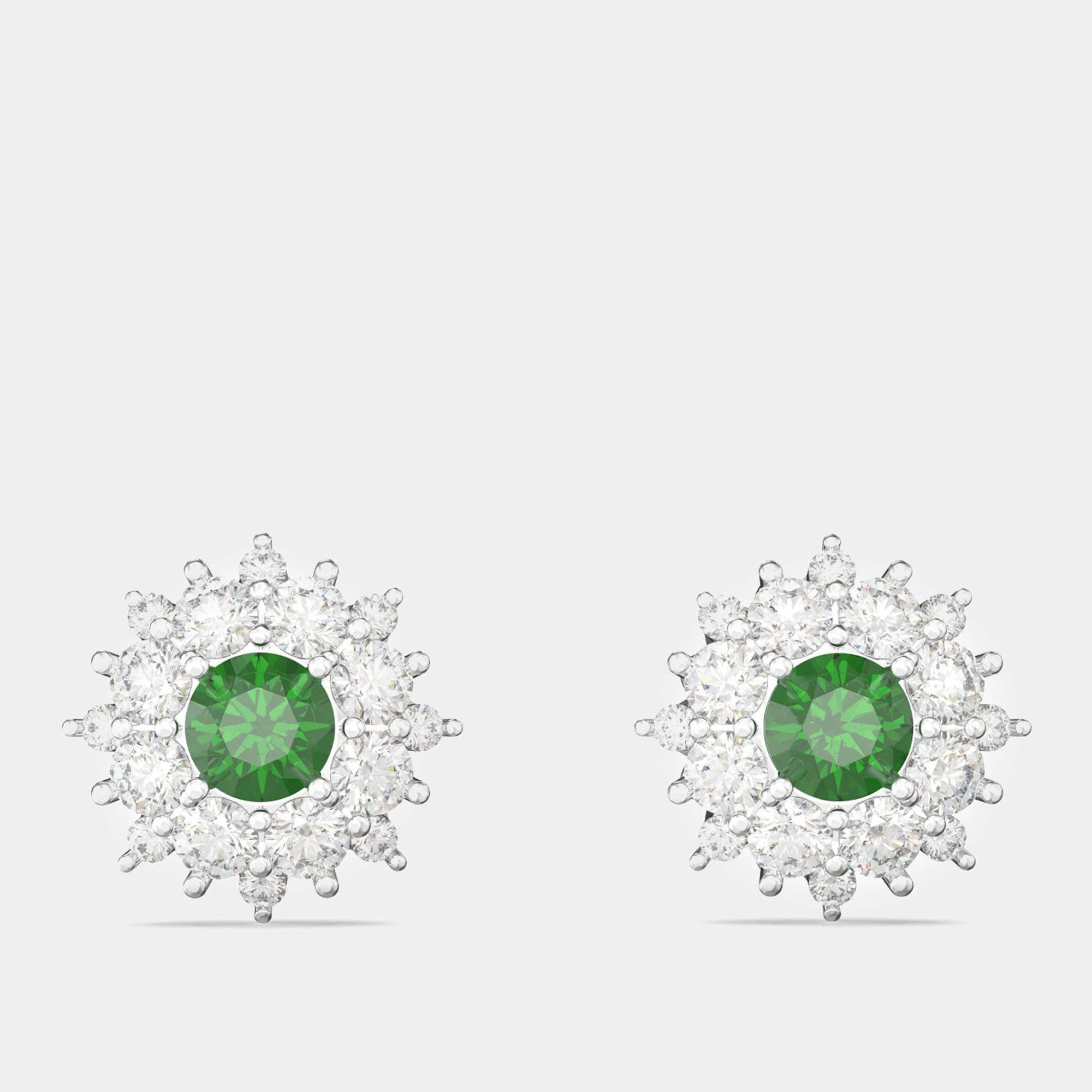 925 Sterling Silver Flower Color & Lab Grown Diamond Stud Earrings