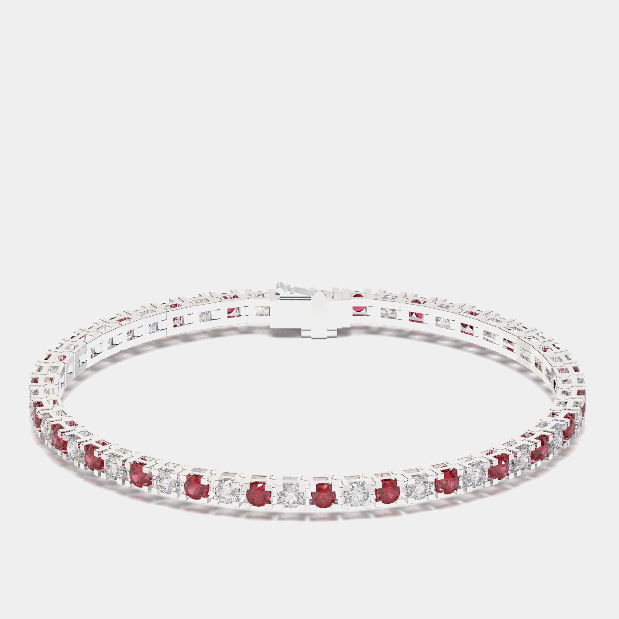 Pre Owned 925 Sterling Silver Tennis Color & Lab Grown Diamond Bracelet