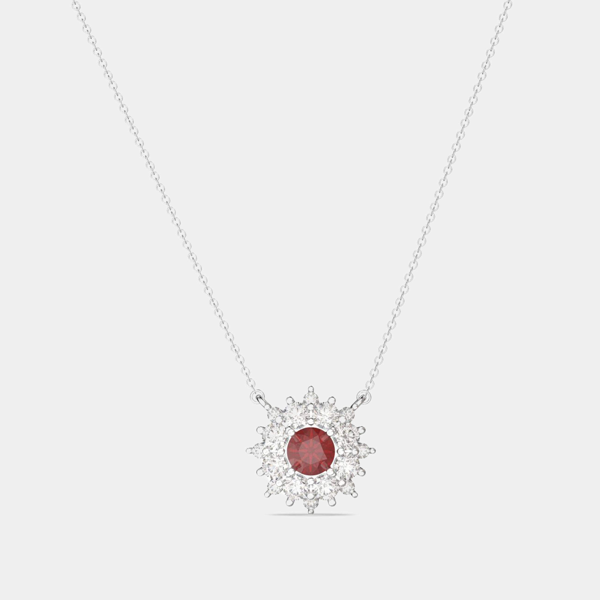 مملوكة مسبقًا 925 Sterling Silver Flower Color & Lab Grown Diamond Pendant