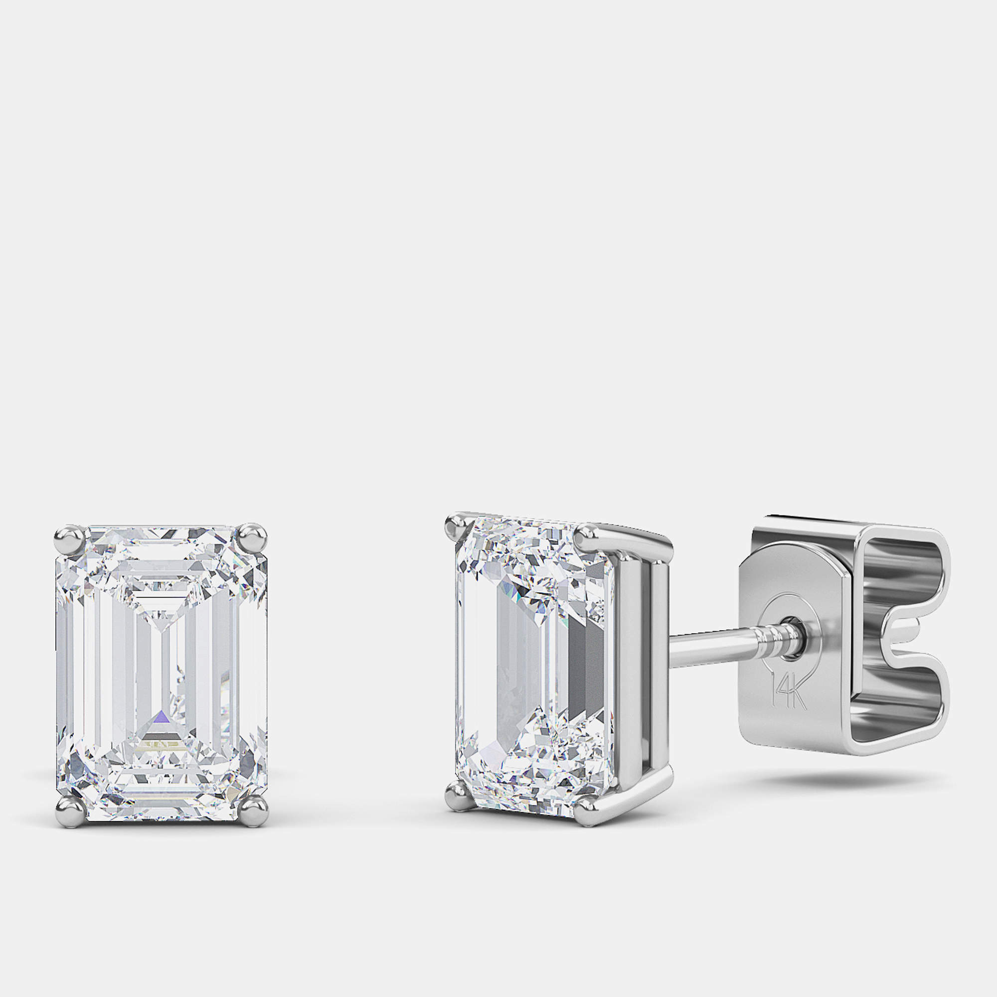 Pre Owned 14K Solitaire Lab Grown Diamonds Earrings (1/2 Ctw)