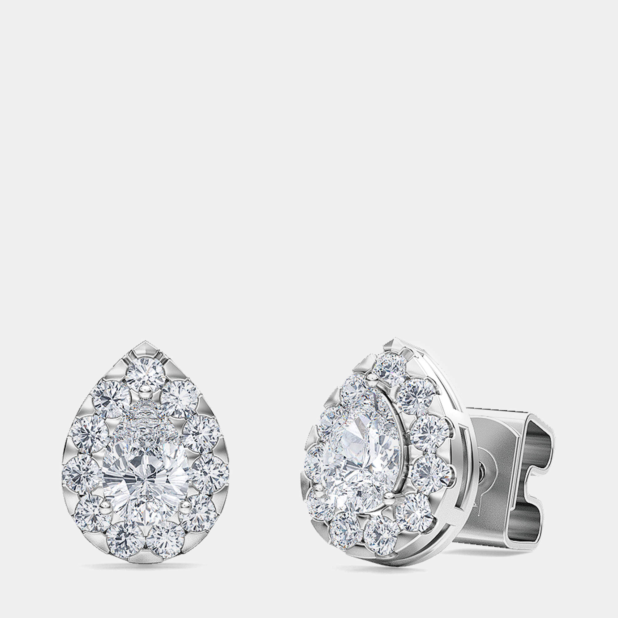 Pre Owned 14K 1/6 Ctr Halo Earrings (1/2 Ctw)