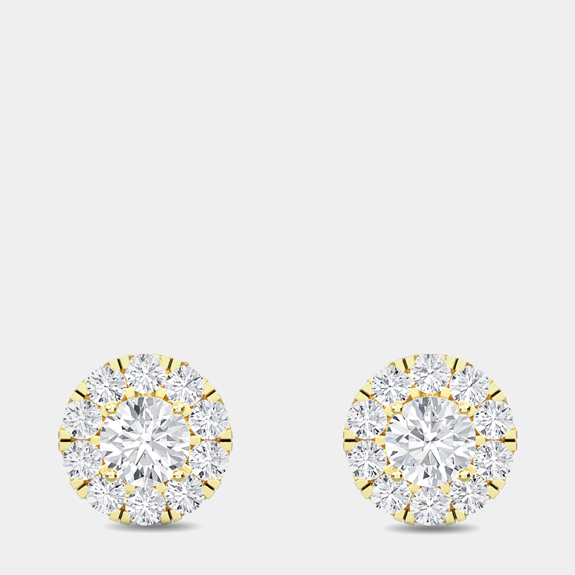 Pre Owned 14K Halo Round 22 Lab Grown Diamond Earrings (1.50 Ctw)