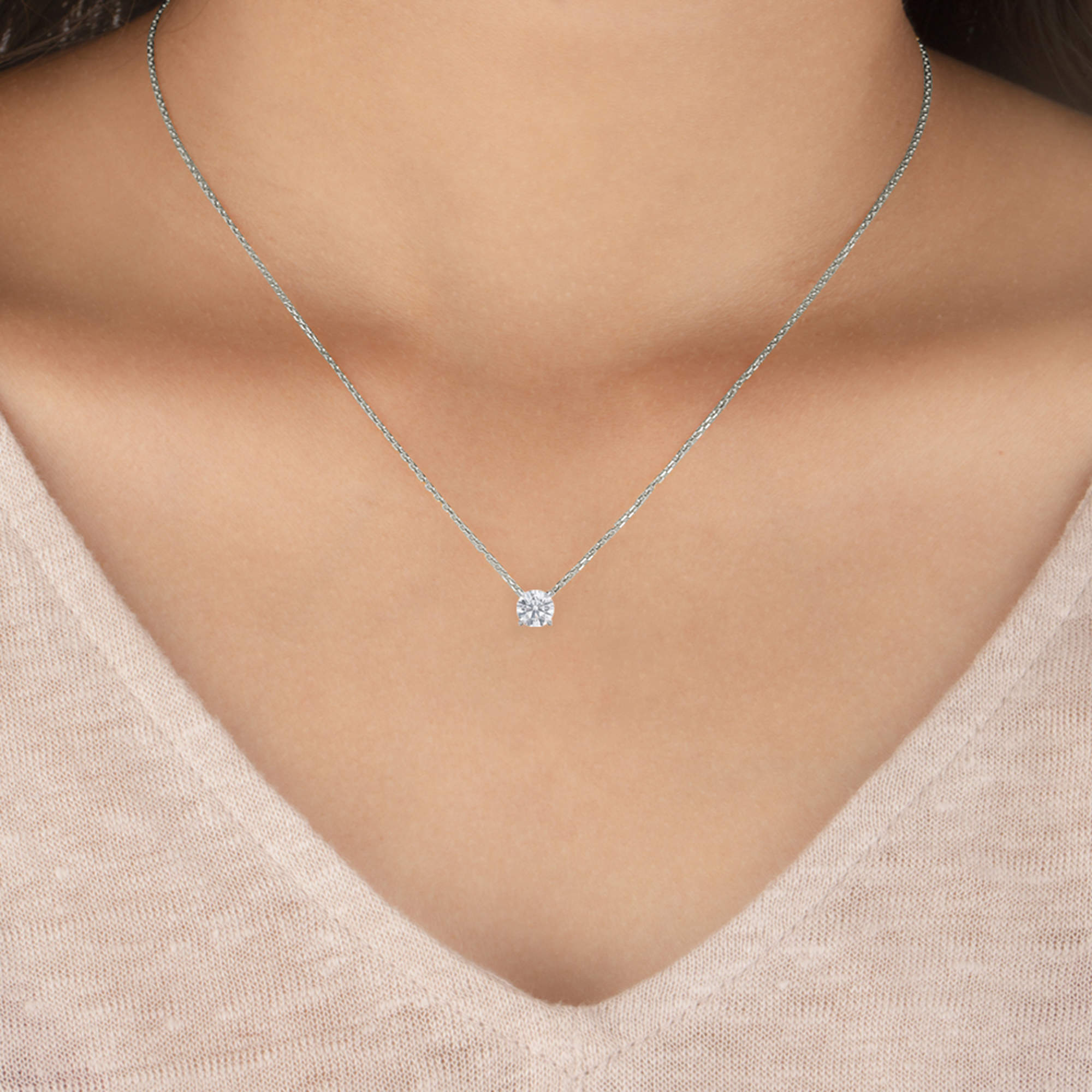 Pre Owned 14K Solitaire Four Prong Pendant (0.80 Ctw)