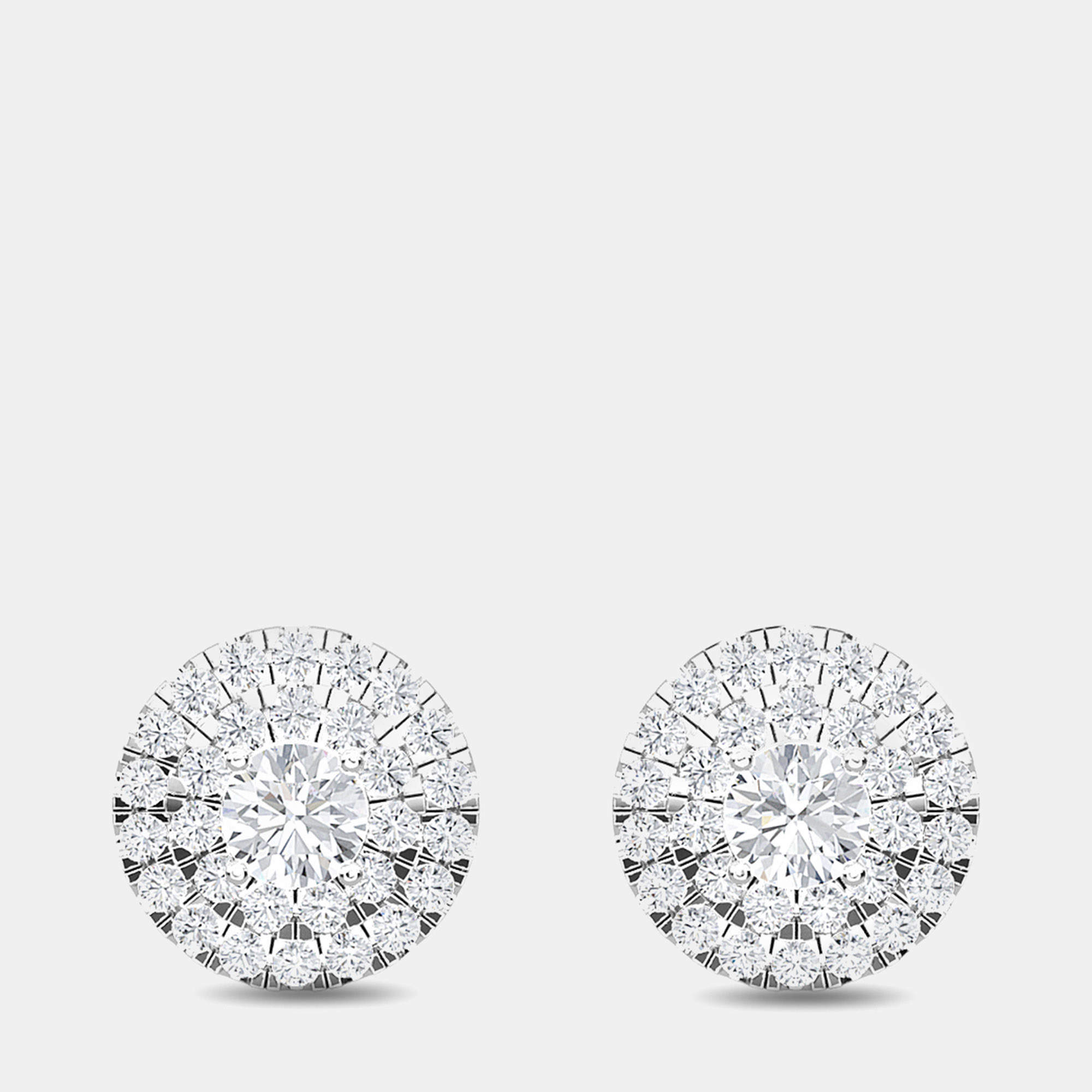 Pre Owned 14K Double Halo Round Lab Grown Diamonds Earrings (1 1/2 ctw)