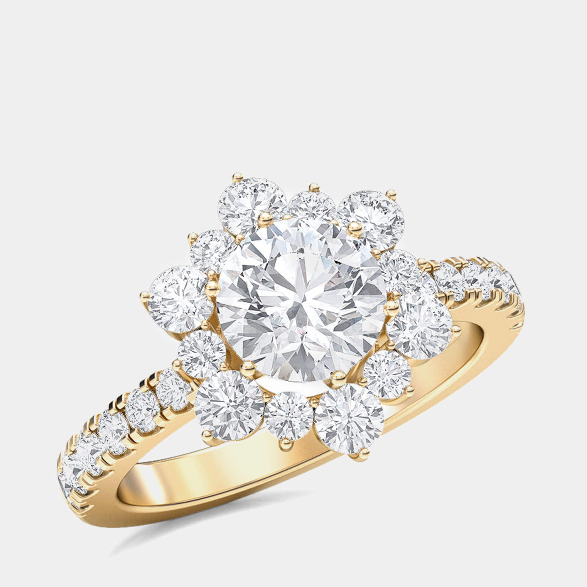 14K Rose Gold Starburst Halo Ring (2ctw) US 7