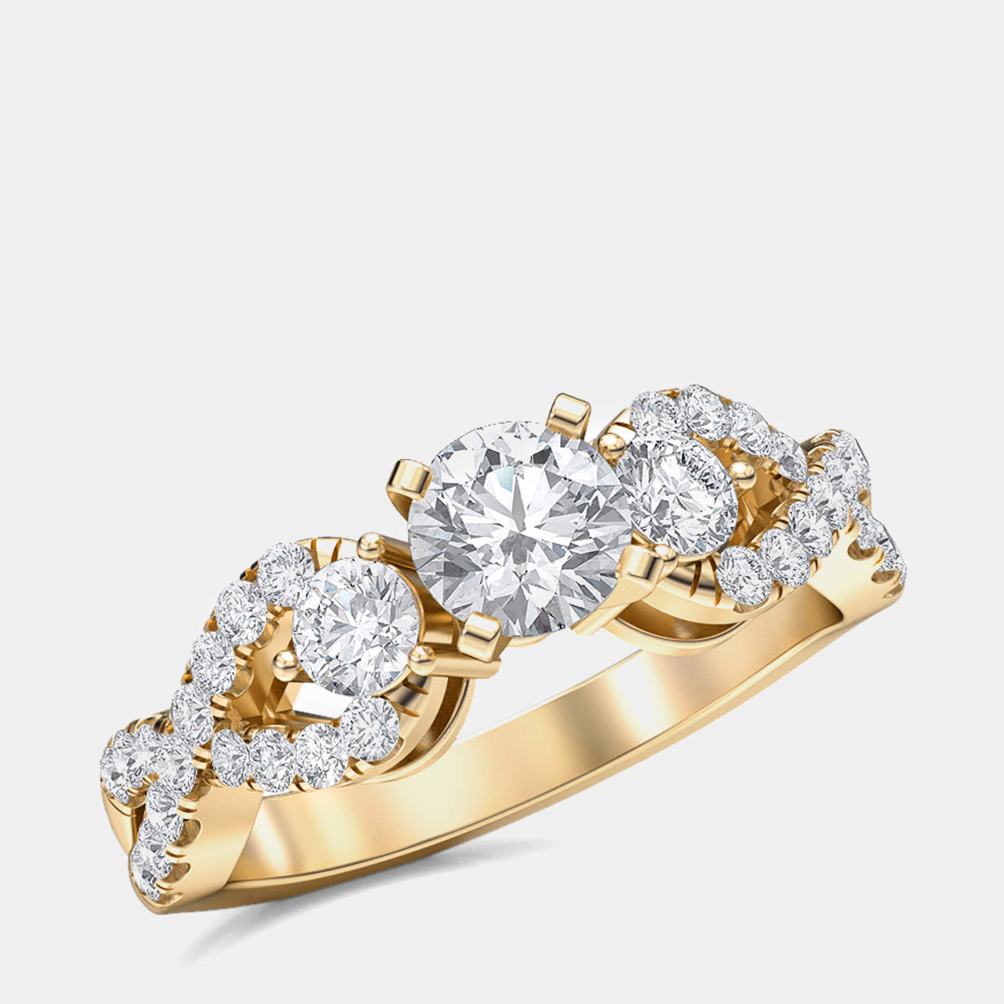 14k Yellow Gold Twist Shank Solitaire Bridal Ring (2ctw) US 7
