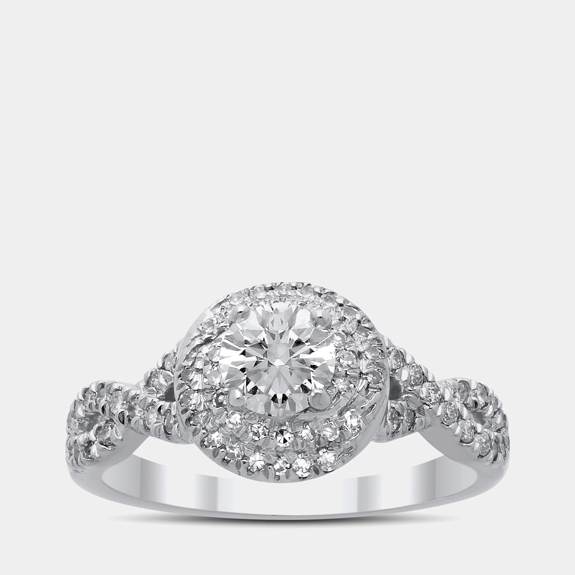 14K White Gold Round Cut Halo Ring (1.0ctw) US 7