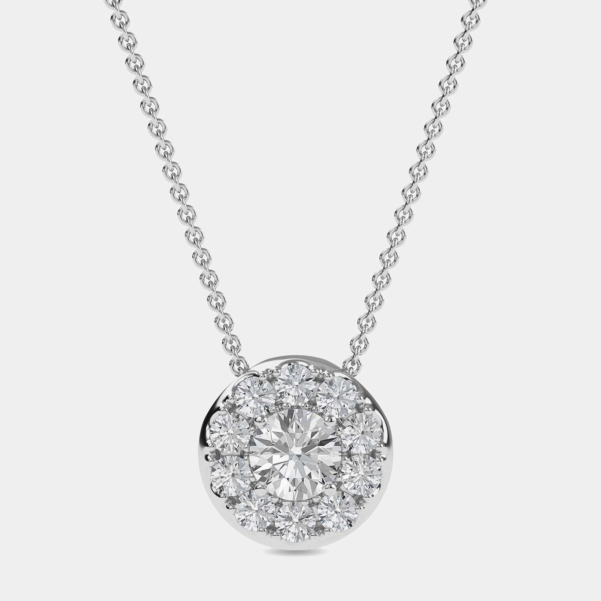 14K Round Halo Pendant (3/4 ctw)